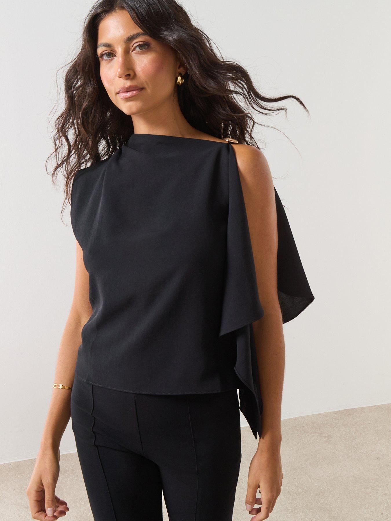Mango Blouse With Asymmetrical Neckline - Black