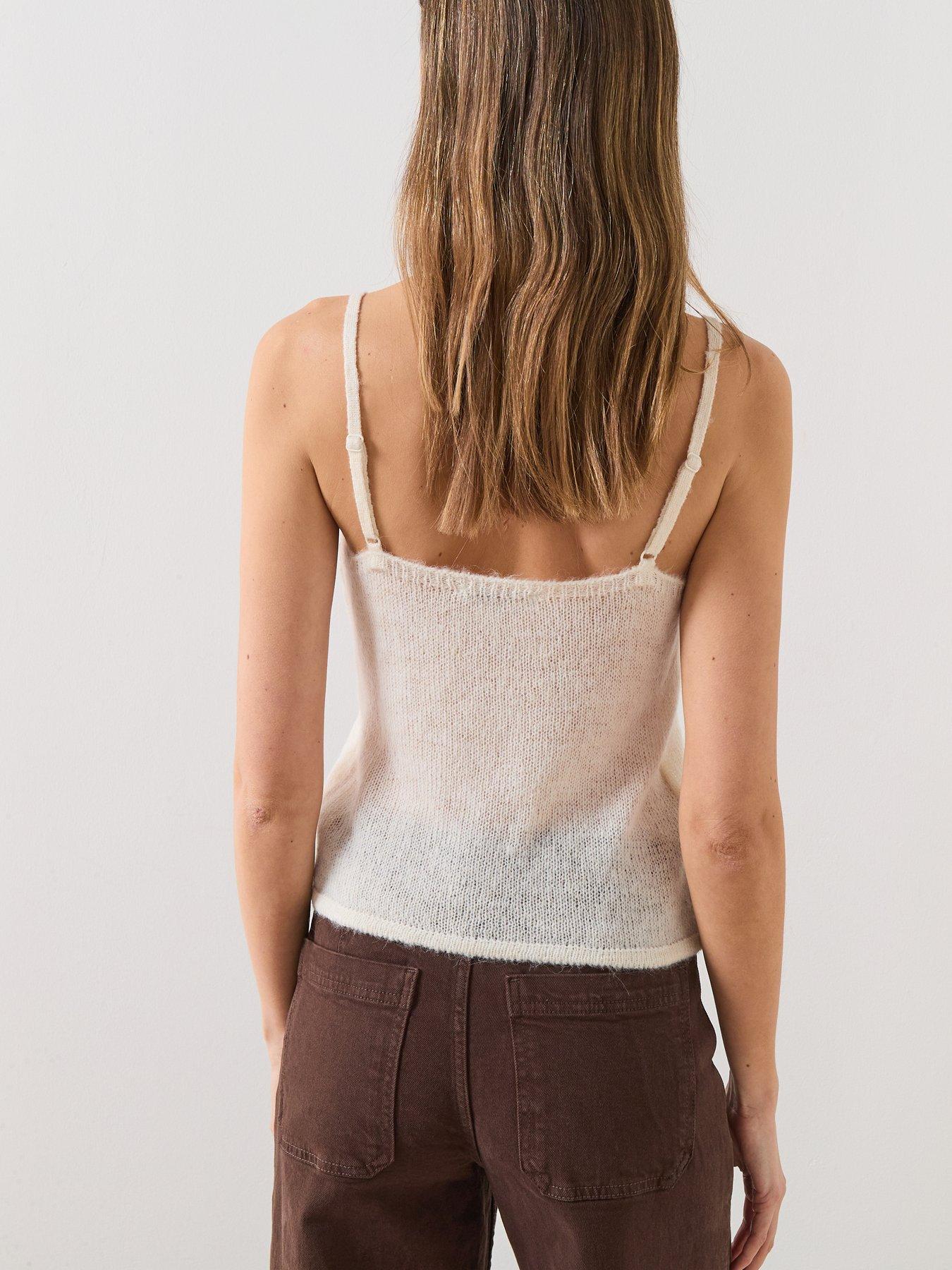 Image 2 of 5 of Mango Top With Lace Neck - Cream