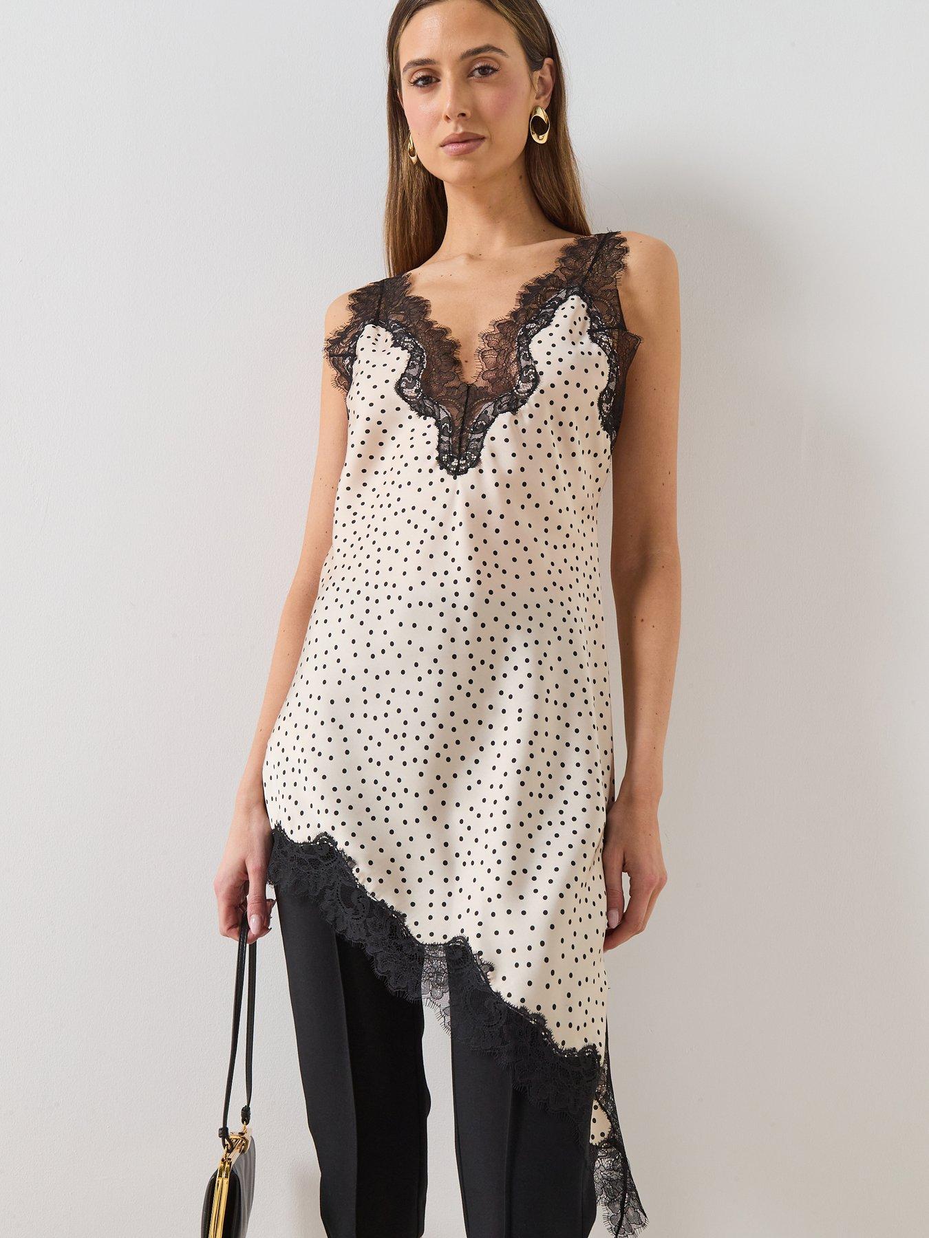 Mango Polka Dot Lace Top - Beige