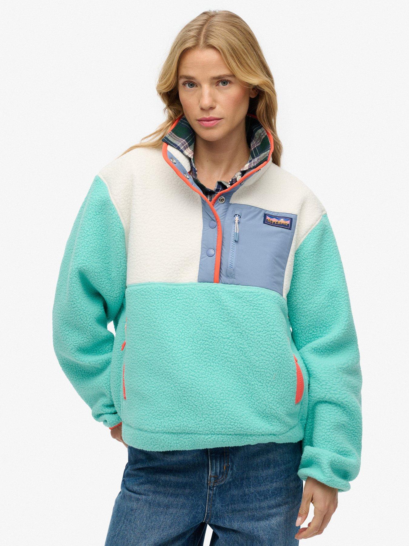 Superdry Colour Block Fleece Pull Over - Green