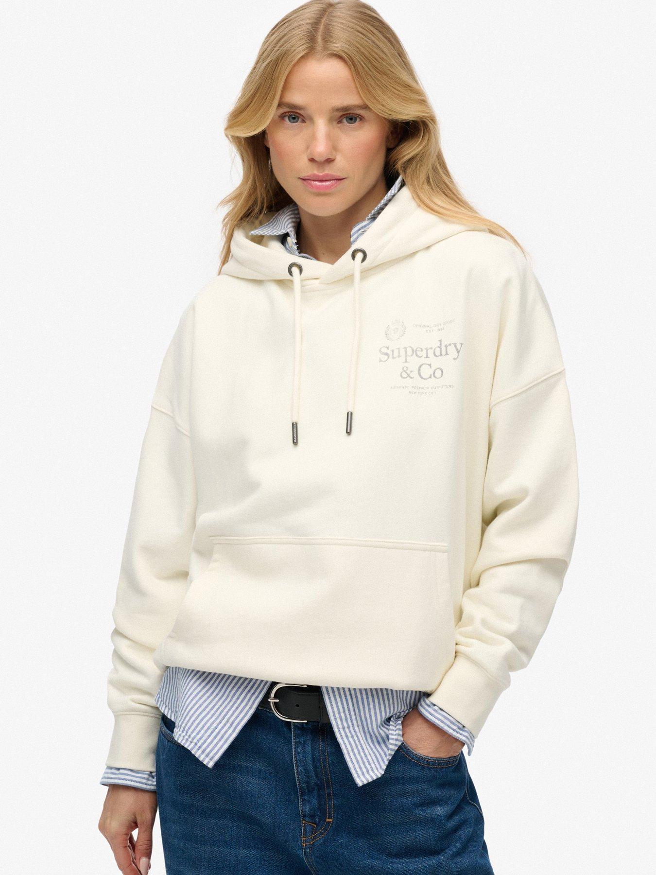 Superdry Luxe Casual Relaxed Hoodie - Cream