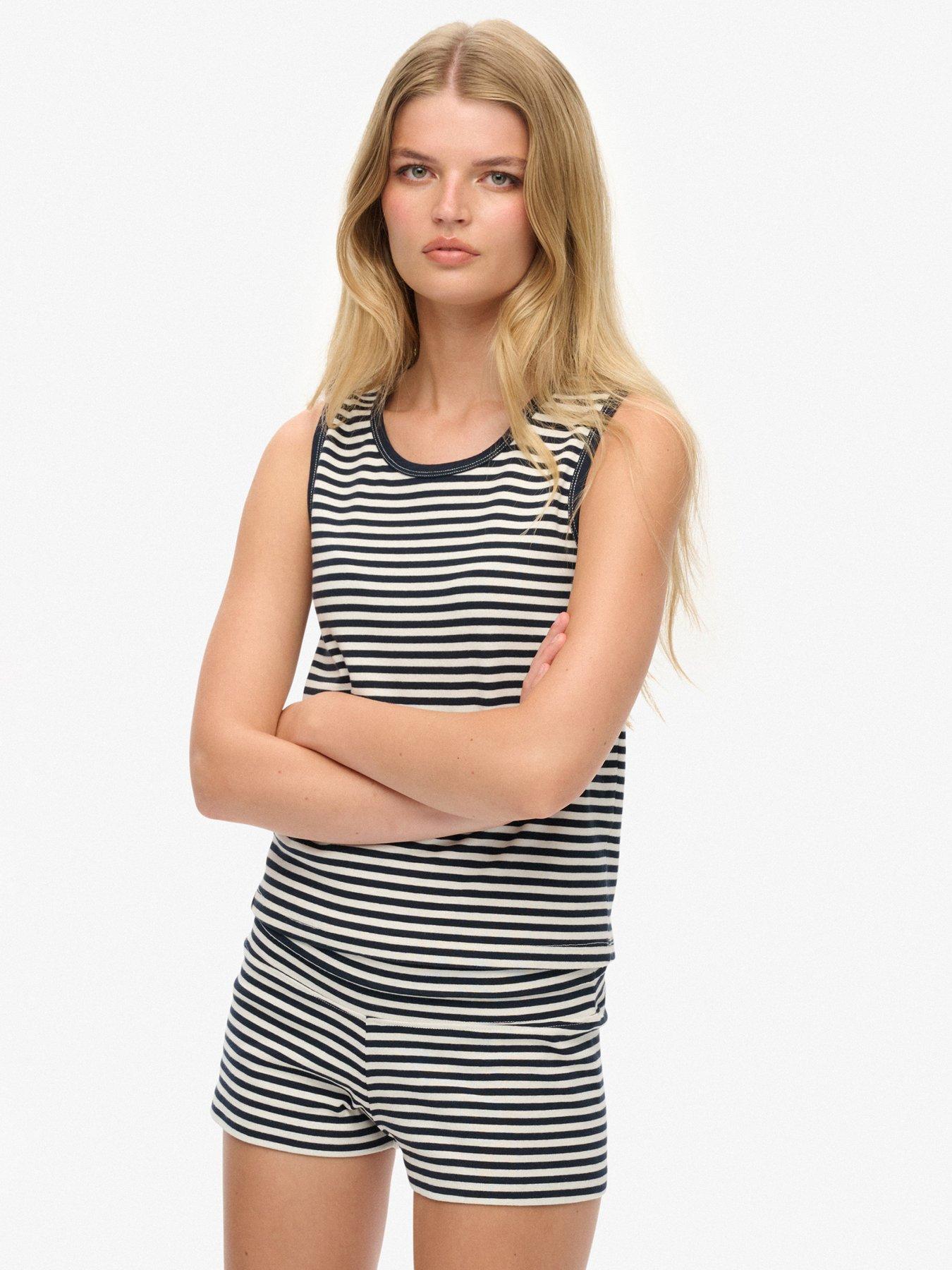 Superdry Ath Ess Jersey Stripe Tank Top - Blue