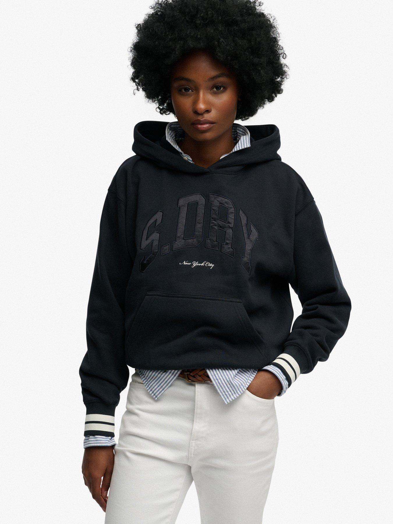 Superdry Country Club Varsity Hoodie, Blue, Size 12, Women