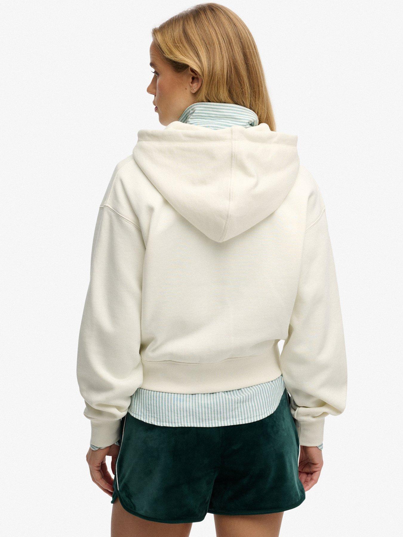 Image 2 of 5 of Superdry Country Club Zip Up Hoodie - White