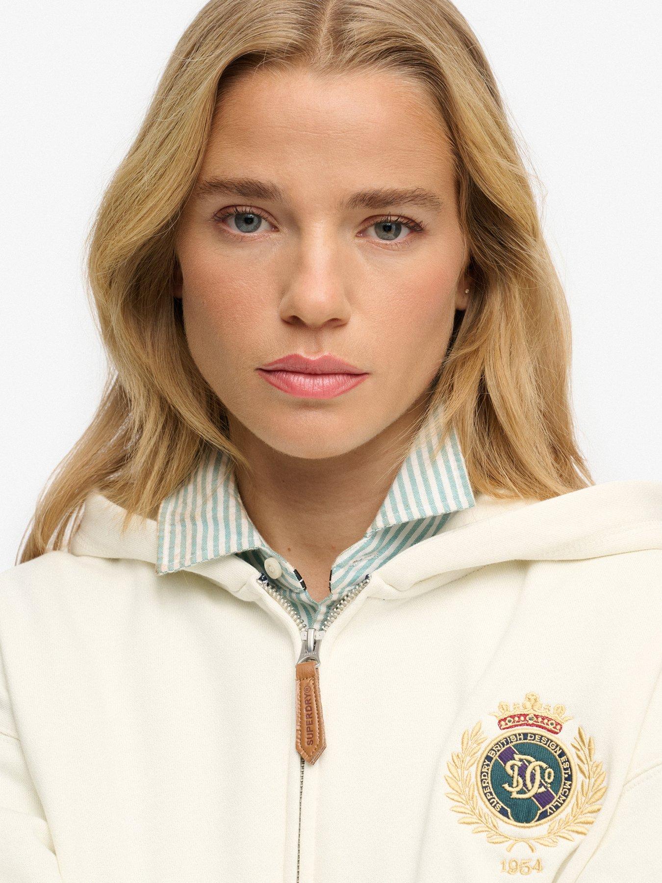Image 4 of 5 of Superdry Country Club Zip Up Hoodie - White