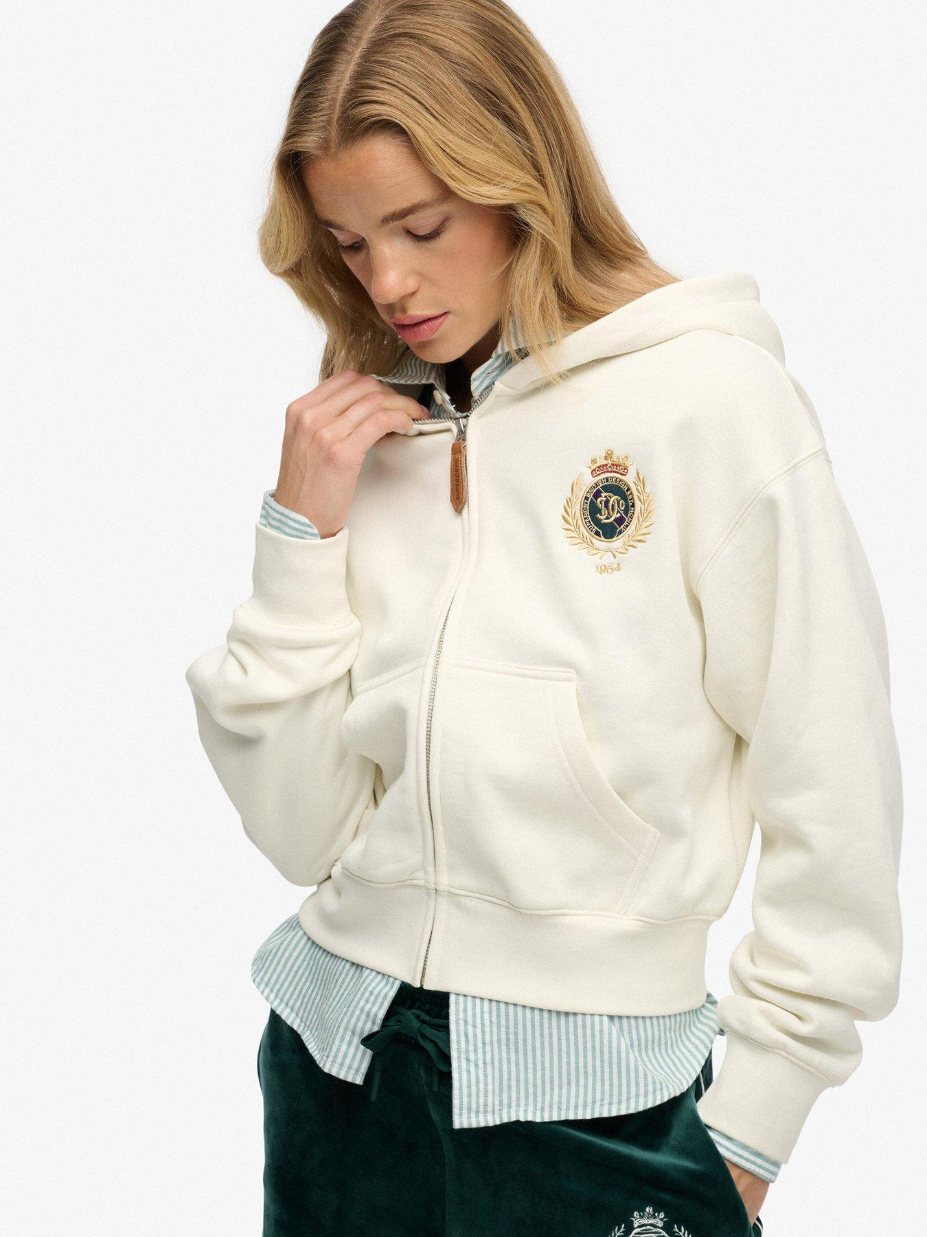 Image 5 of 5 of Superdry Country Club Zip Up Hoodie - White