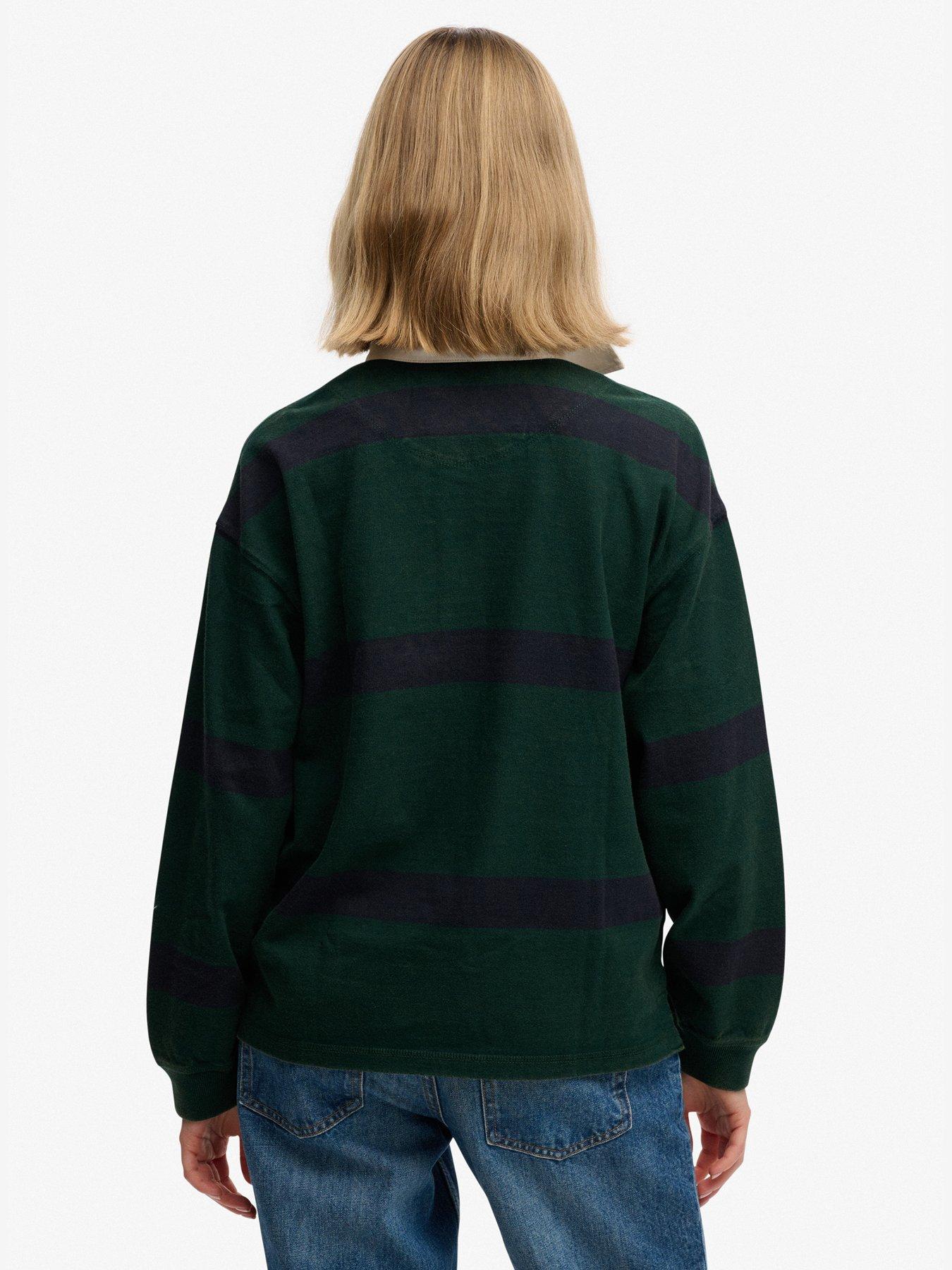Image 2 of 6 of Superdry Heritage Stripe Rugby Top - Green