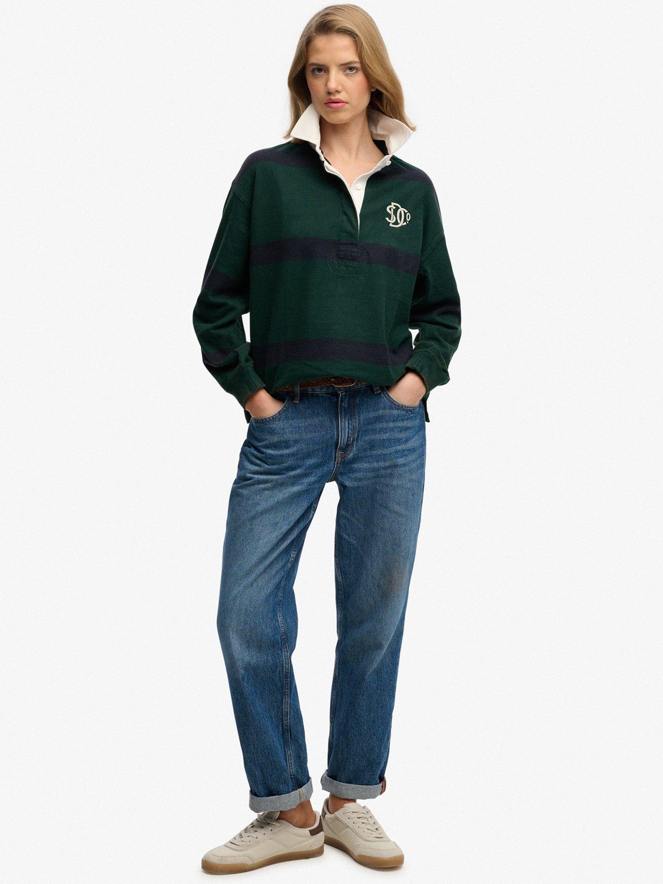 Image 3 of 6 of Superdry Heritage Stripe Rugby Top - Green
