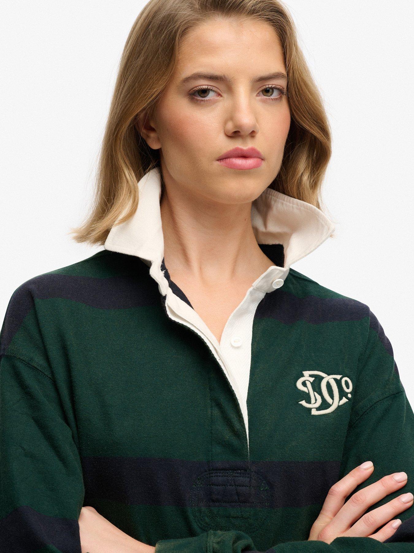 Image 4 of 6 of Superdry Heritage Stripe Rugby Top - Green