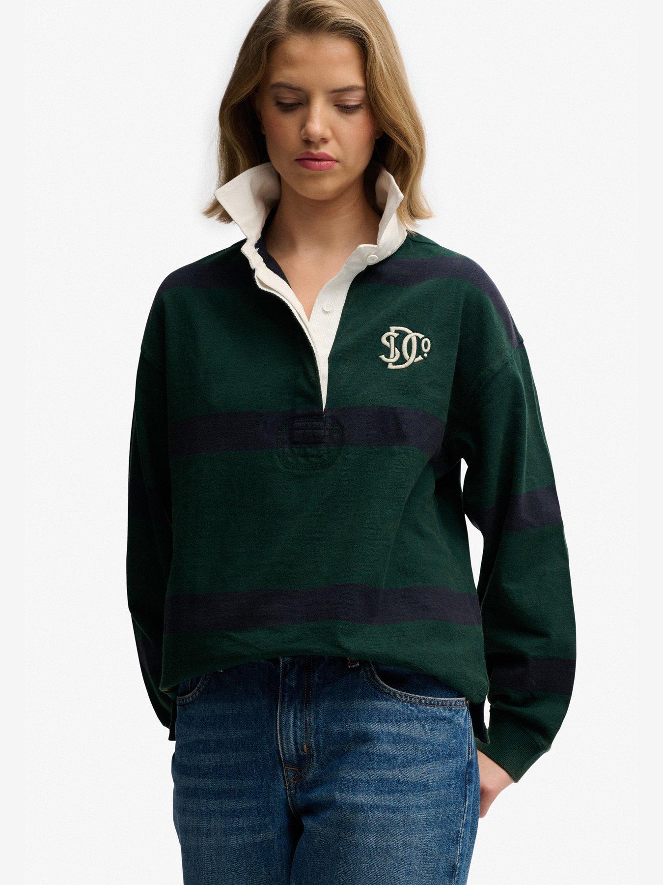 Image 5 of 6 of Superdry Heritage Stripe Rugby Top - Green