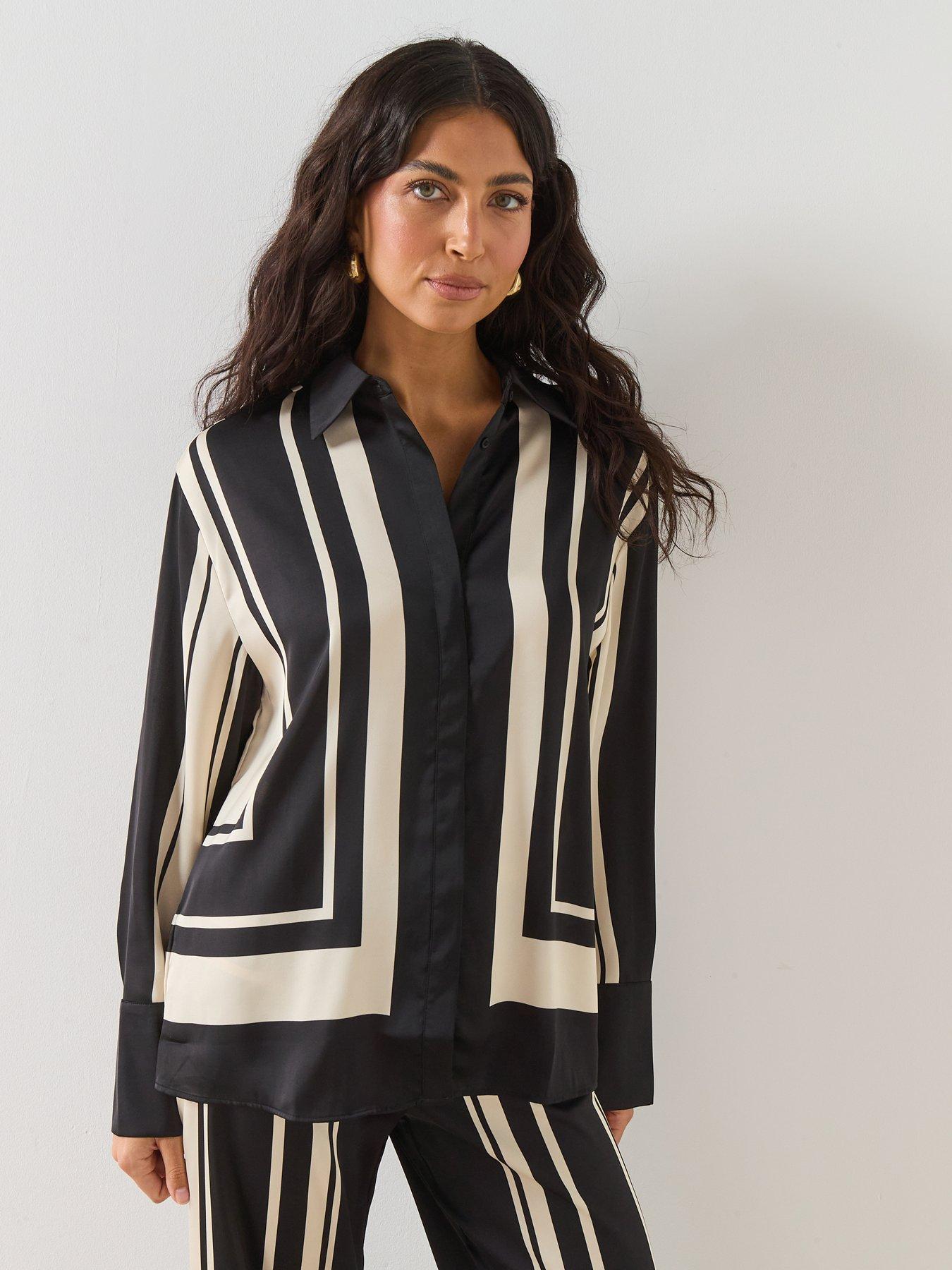 Mango Satin Print Blouse - Black