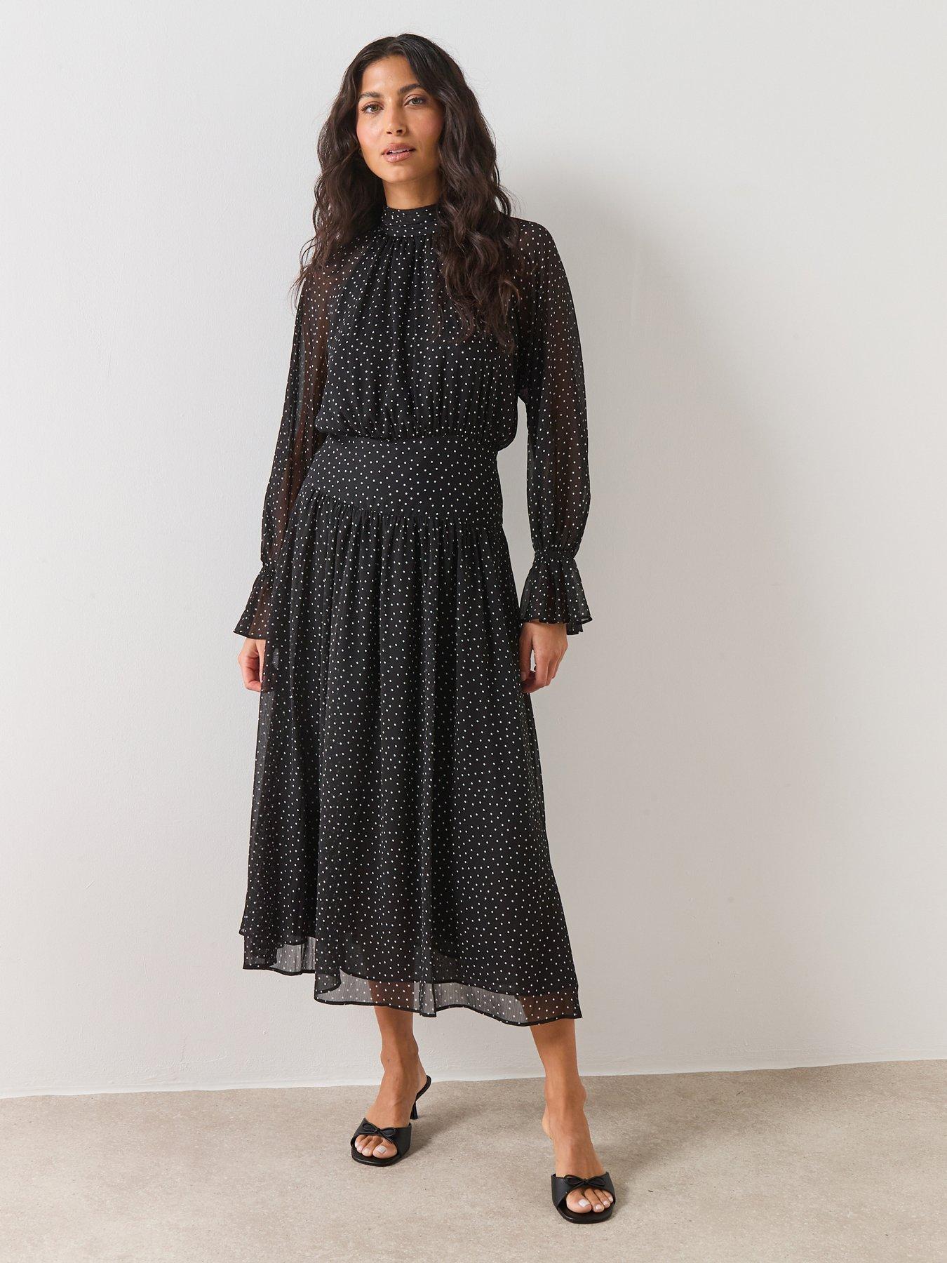 Mango Gathered Turtleneck Dress - Black