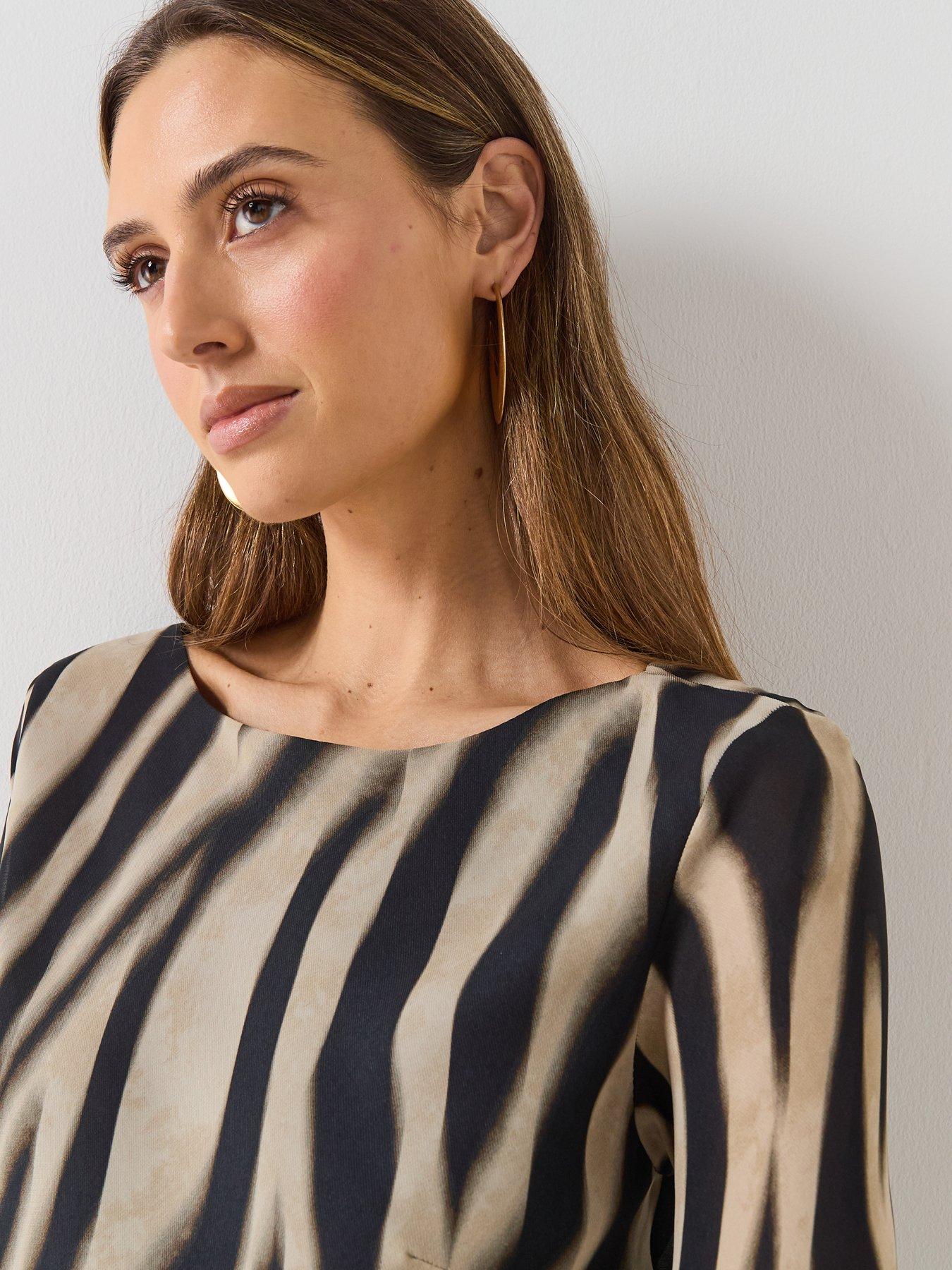 Image 6 of 6 of Mango A-line Animal-Print Dress - Black