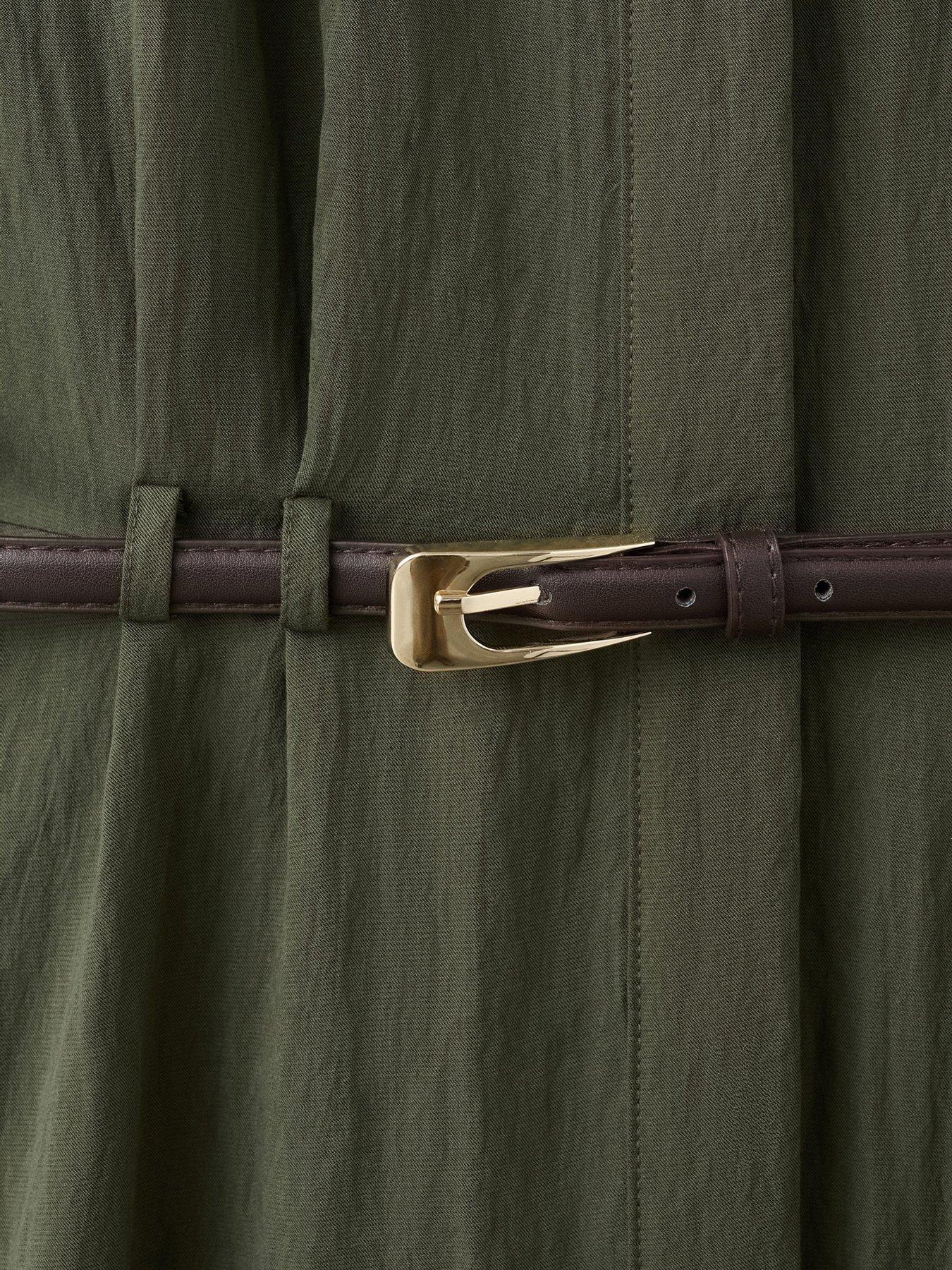 Image 6 of 7 of Mango Lyocell Belted Shirt Dress - Khaki
