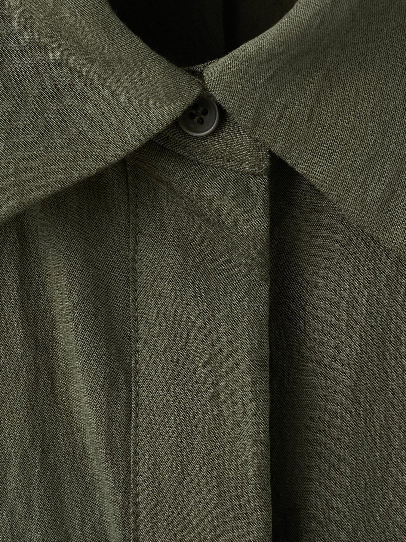 Image 7 of 7 of Mango Lyocell Belted Shirt Dress - Khaki