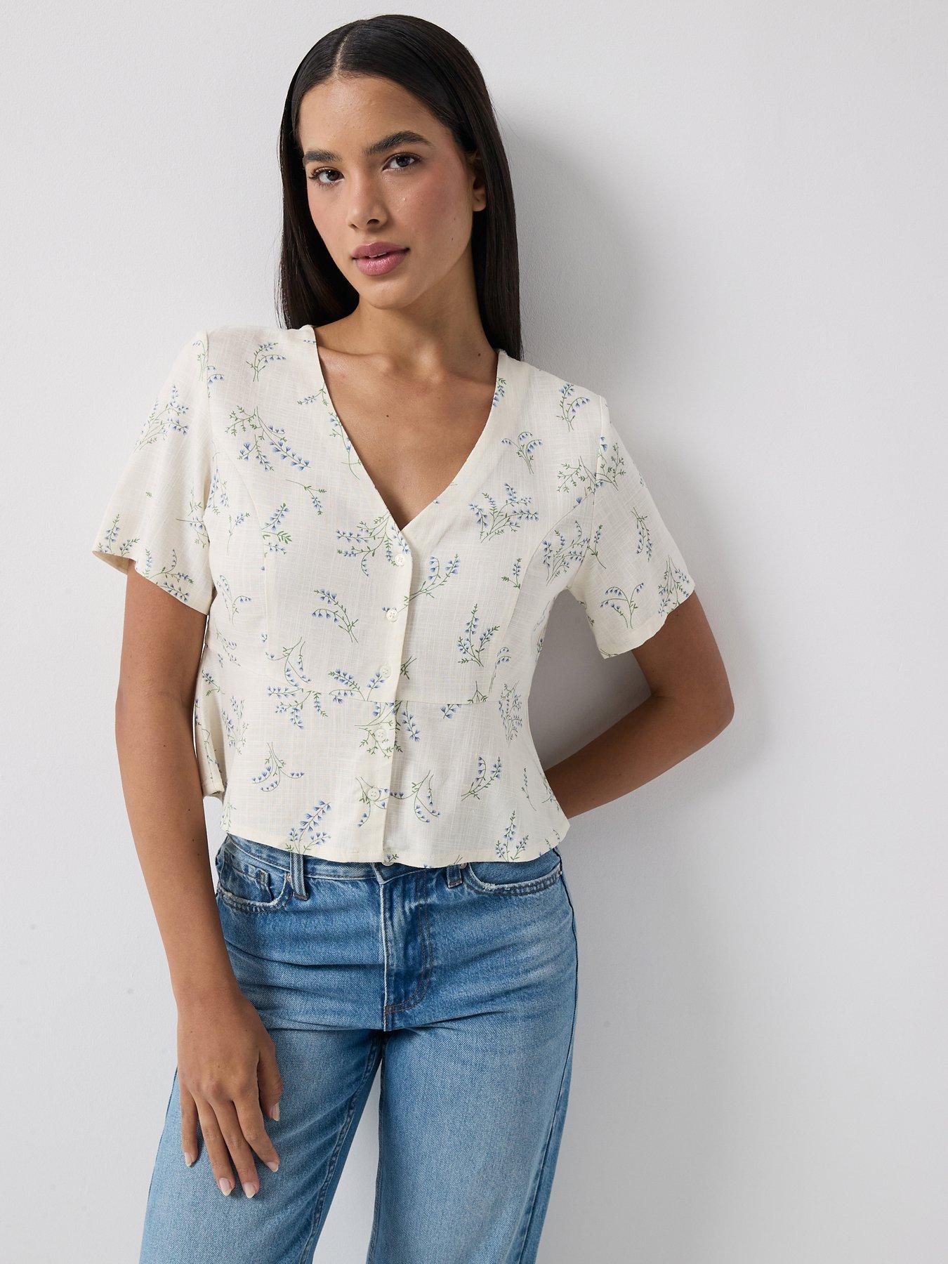 Only Onllyrida S/s V-neck Top Wvn