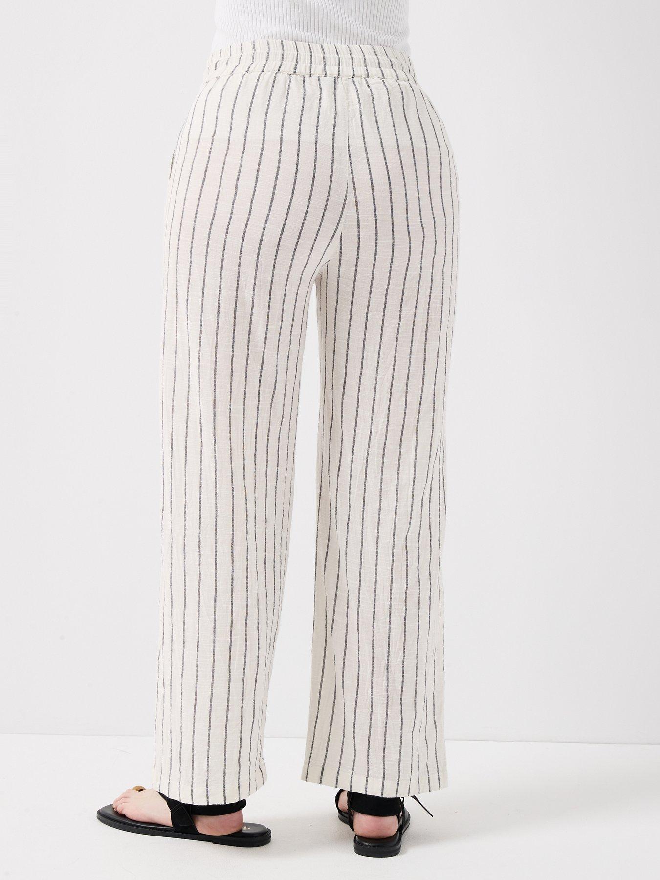 Image 2 of 5 of Only Onltizana Stripe Loose Co-ord Pants - White