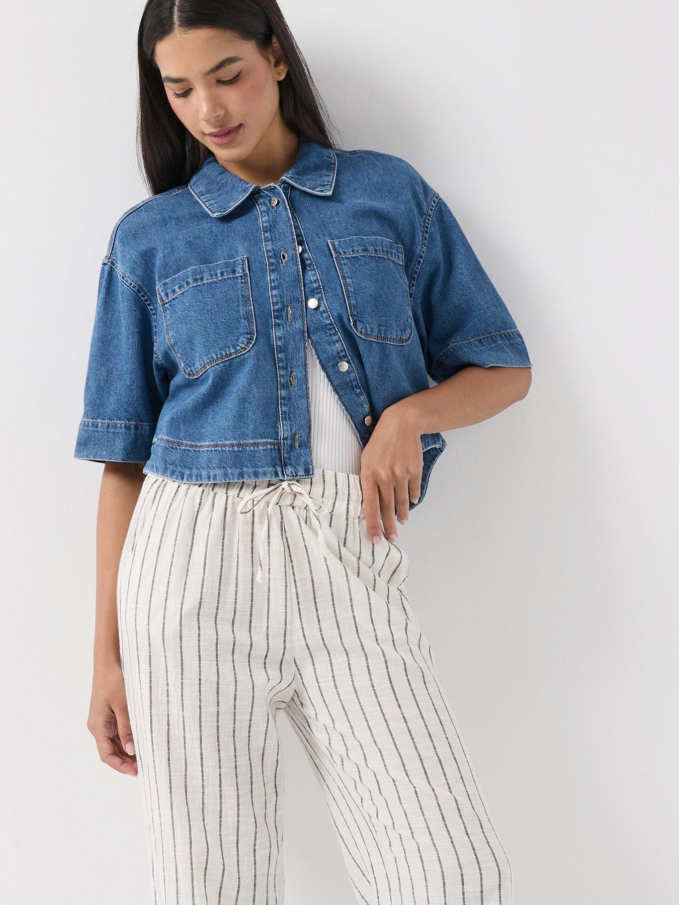Image 4 of 5 of Only Onltizana Stripe Loose Co-ord Pants - White