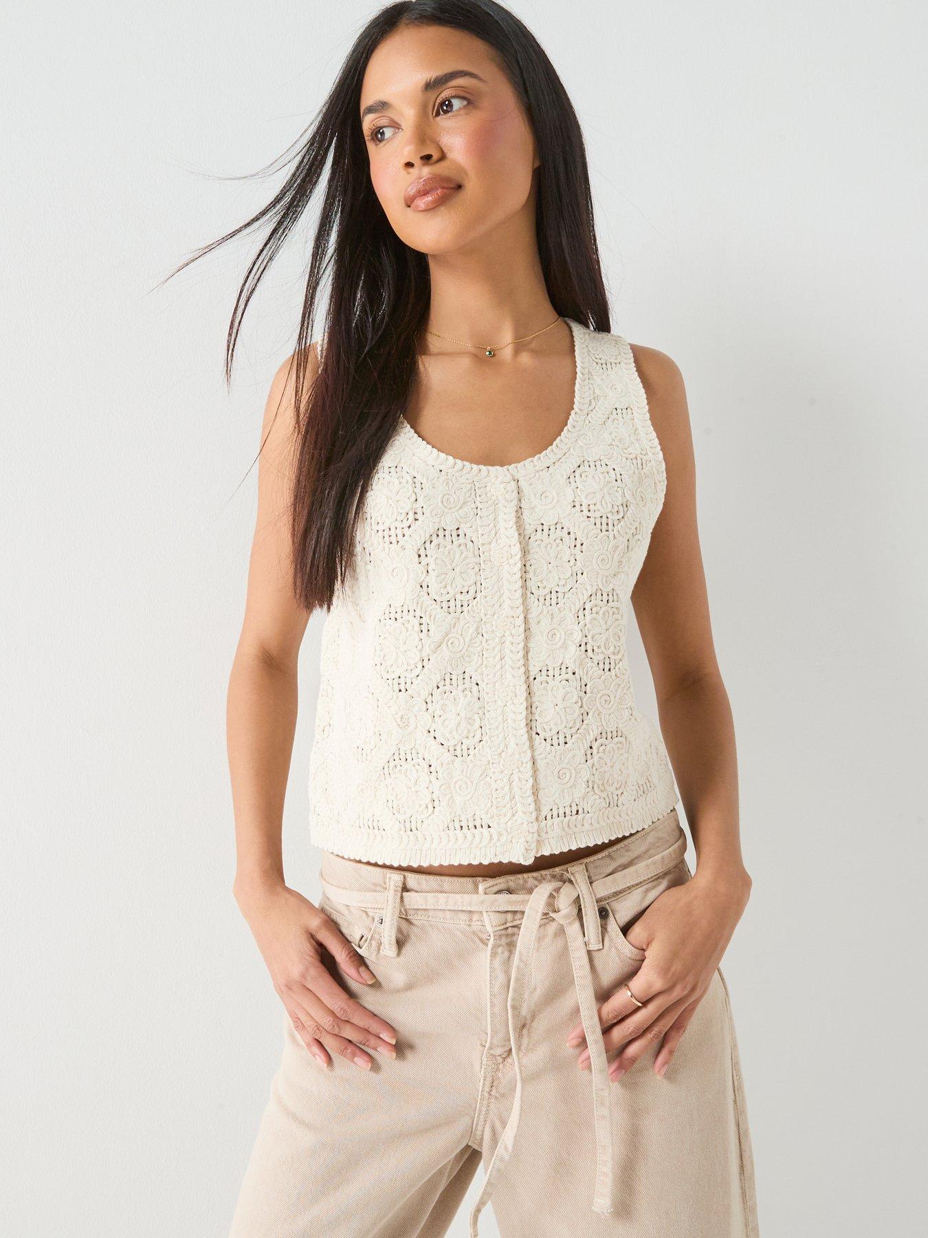 Only Onlgina Button Front Knitted Vest, Cream, Size Xs, Women