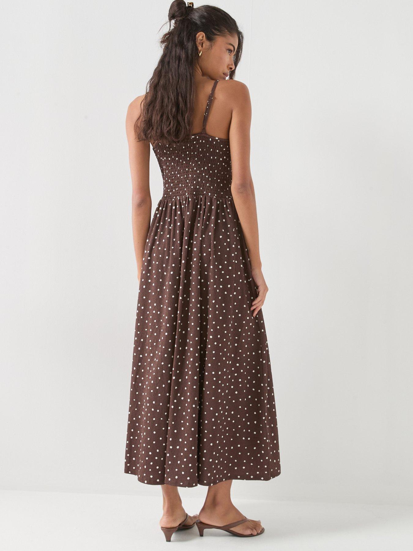 Image 2 of 5 of Only Onlmolly Polka Dot Long Dress - Brown
