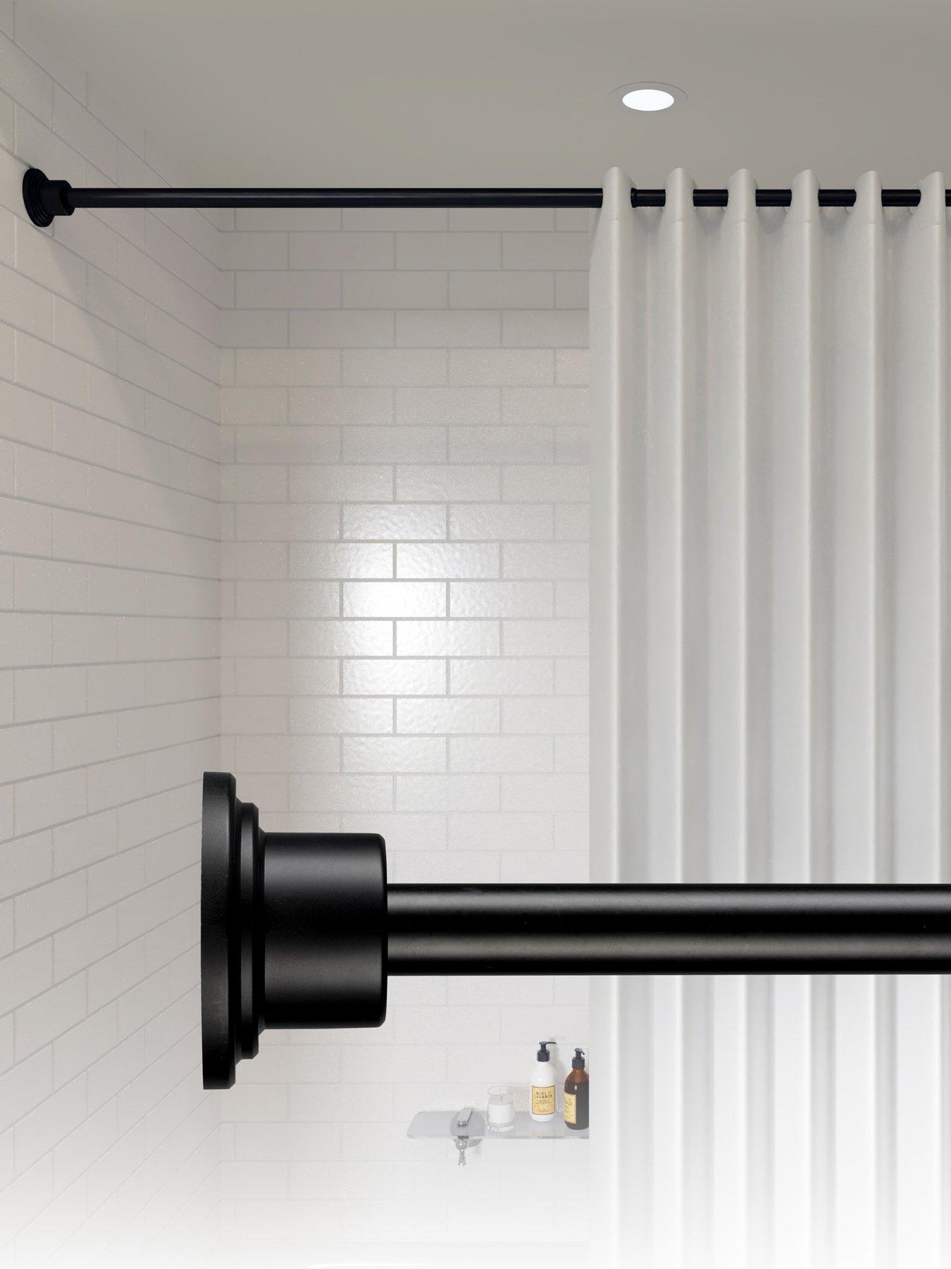 Croydex Stick 'n' Lock Extendable Telescopic Shower Curtain Pole Matt Black
