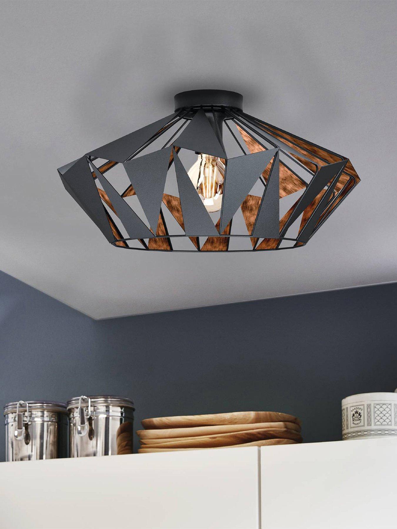 Eglo Carlton 6-light Black And Copper Metal Ceiling Light (d) 47cm
