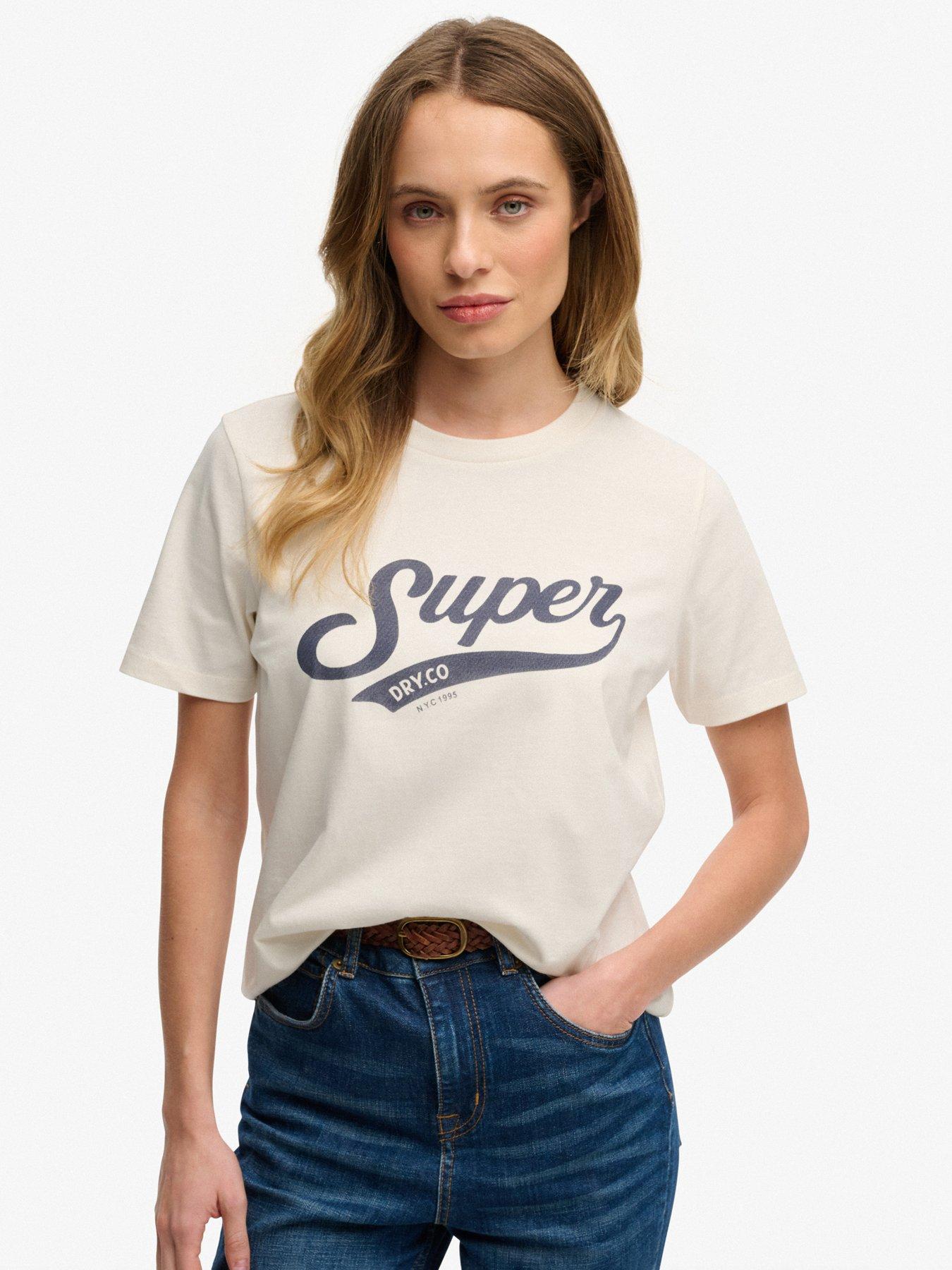 Superdry Varsity Script T-Shirt - Cream