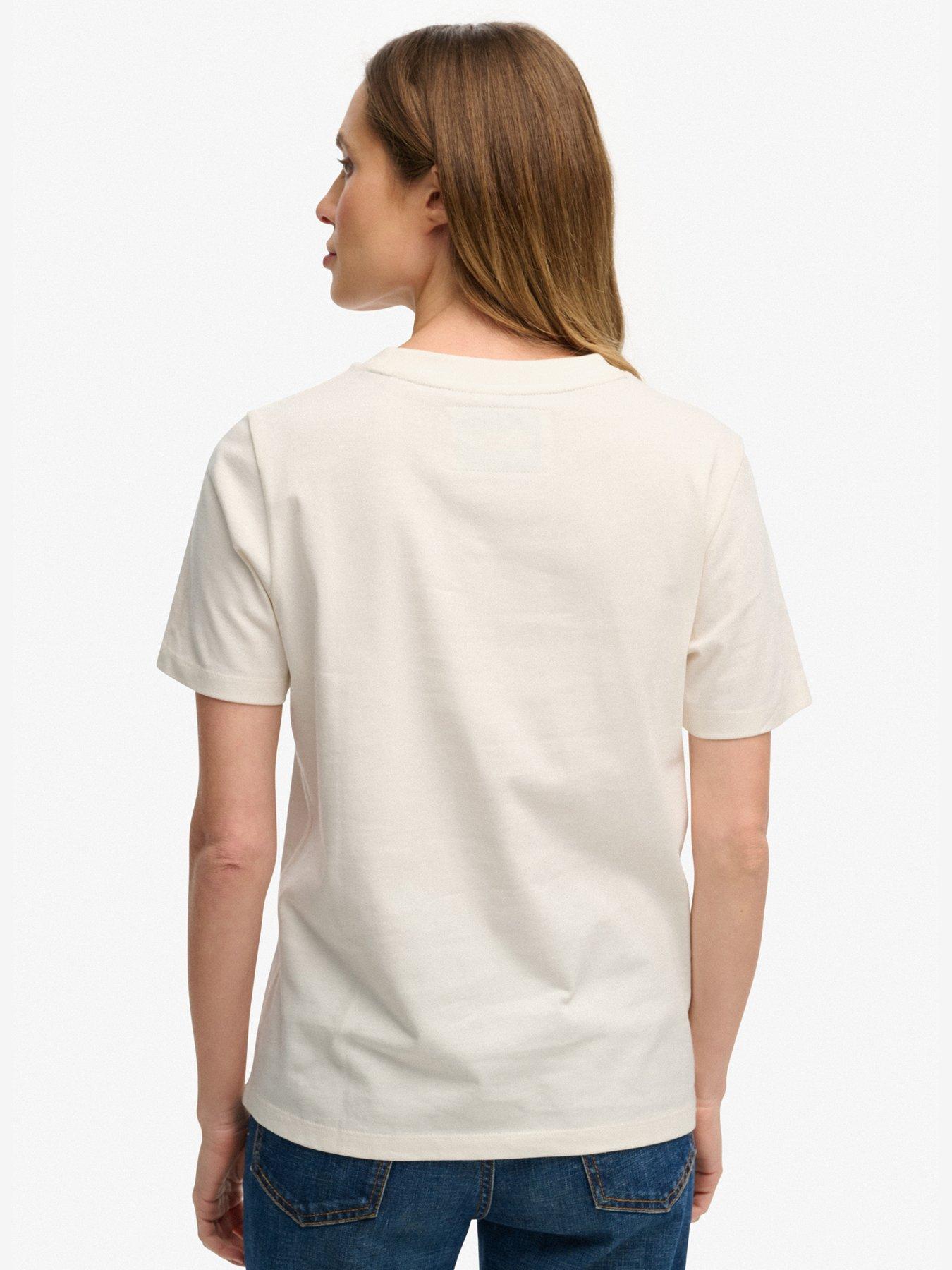 Image 2 of 5 of Superdry Varsity Script T-Shirt - Cream