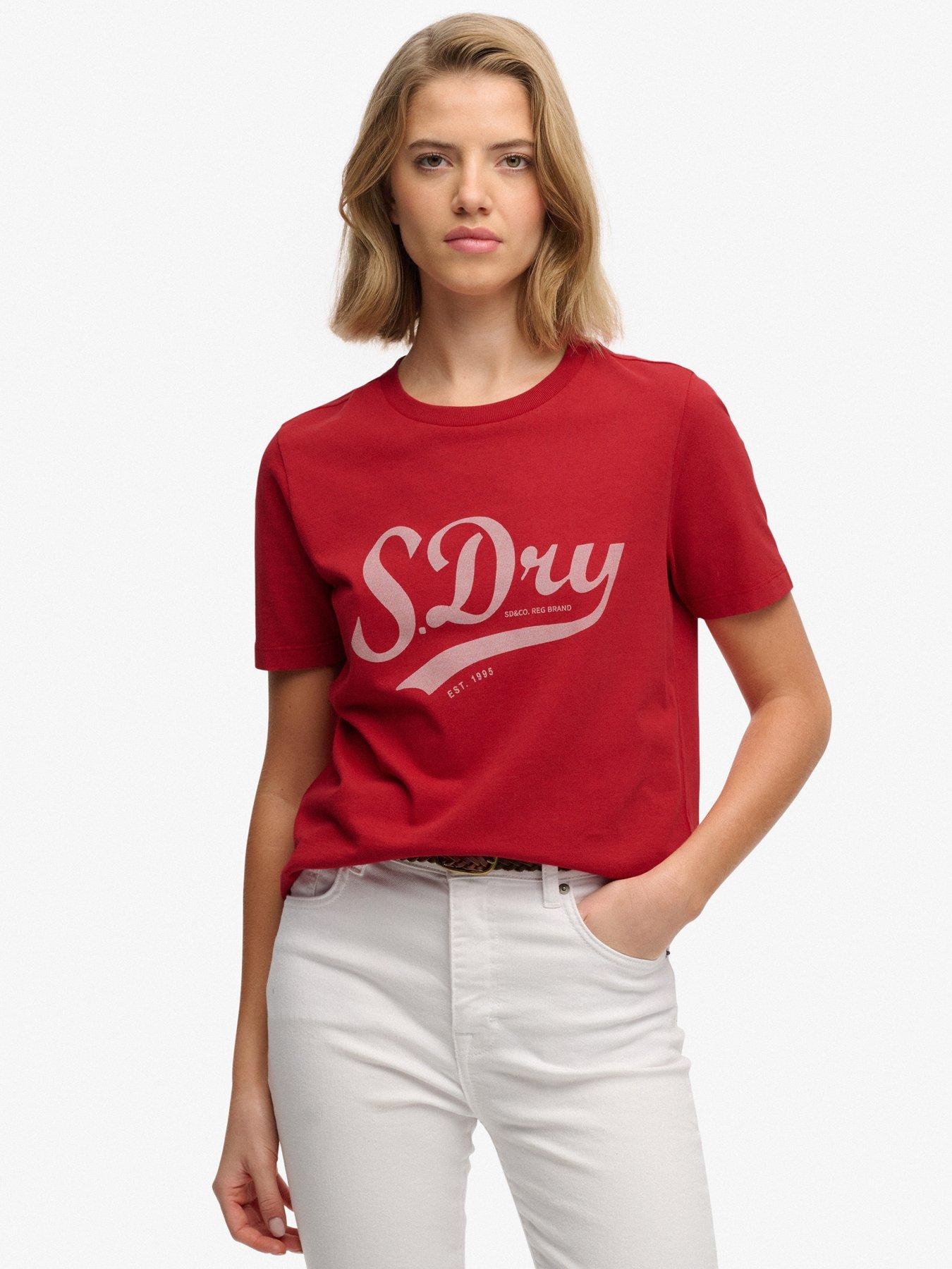 Superdry Women's Red T-Shirt Varsity Script - Image 2