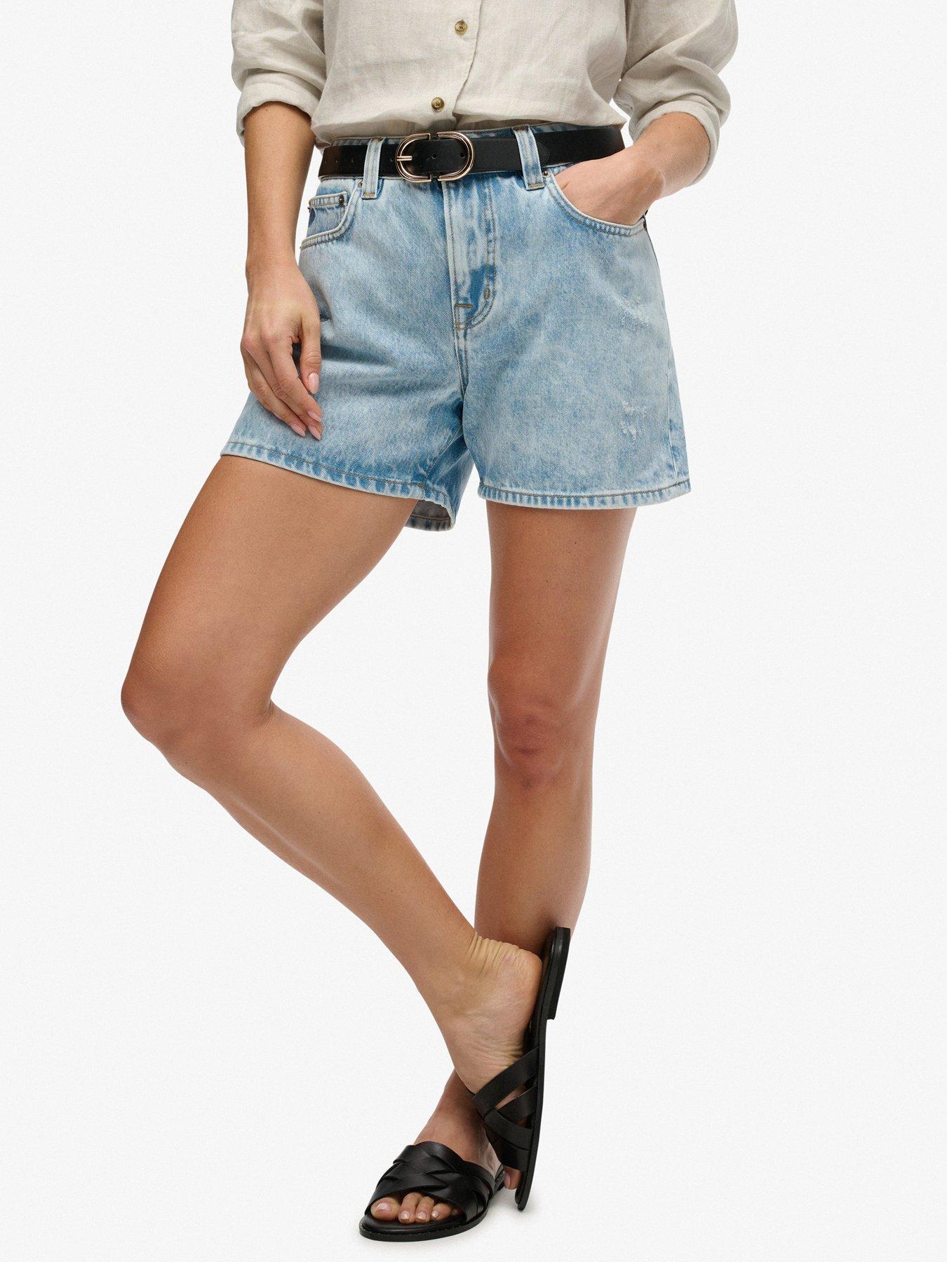 Superdry Mid Rise Denim Short - Blue