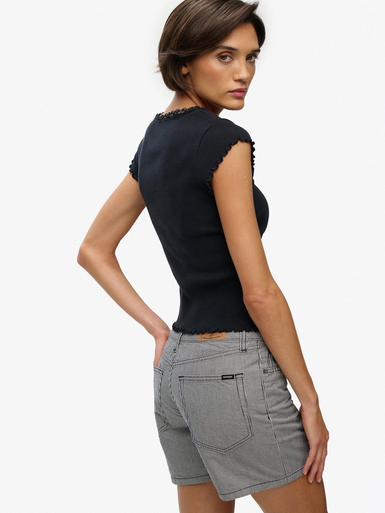Image 6 of 7 of Superdry Mid Rise Stripe Short - Blue