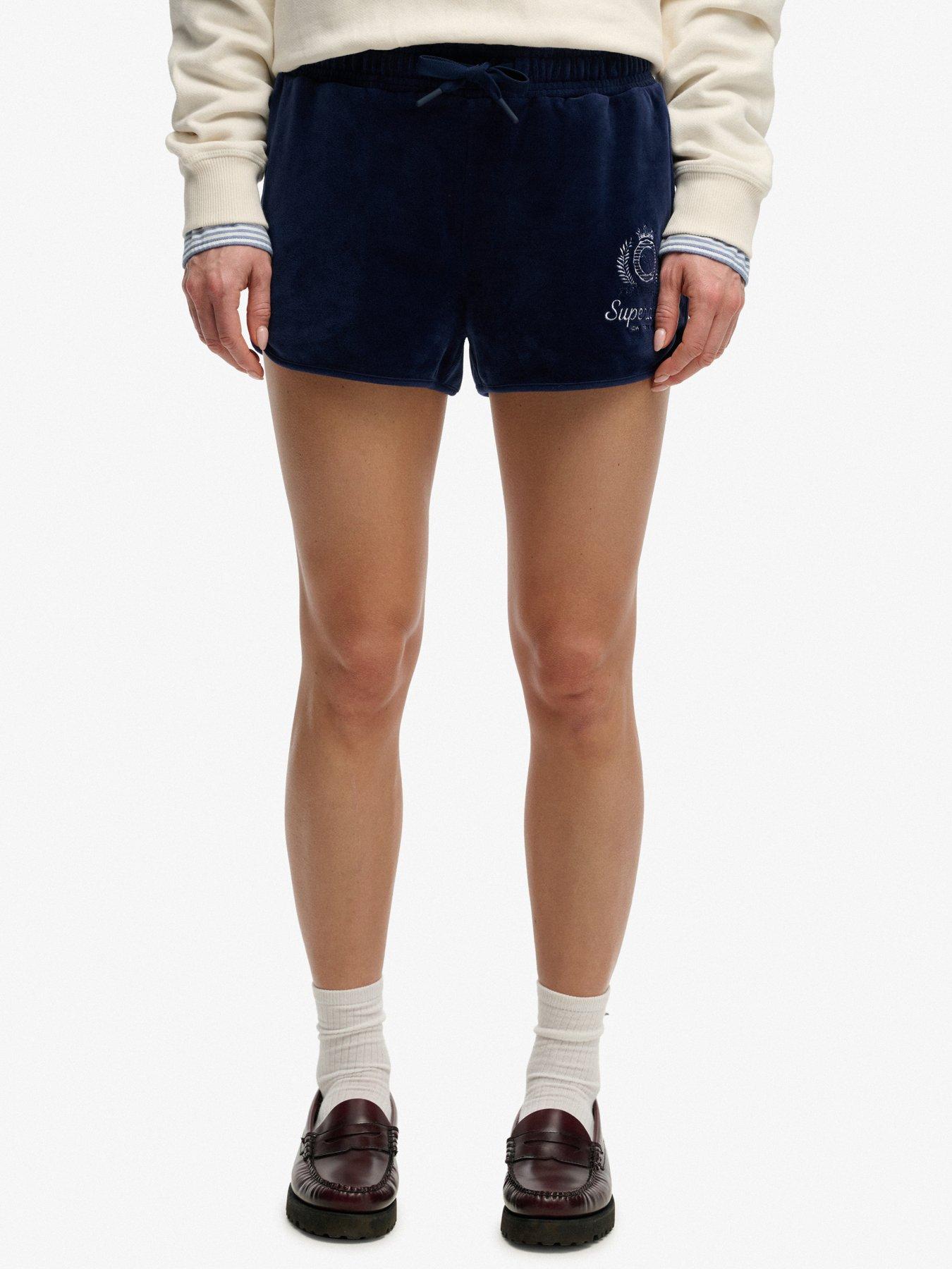 Superdry Country Club Velour Shorts - Blue