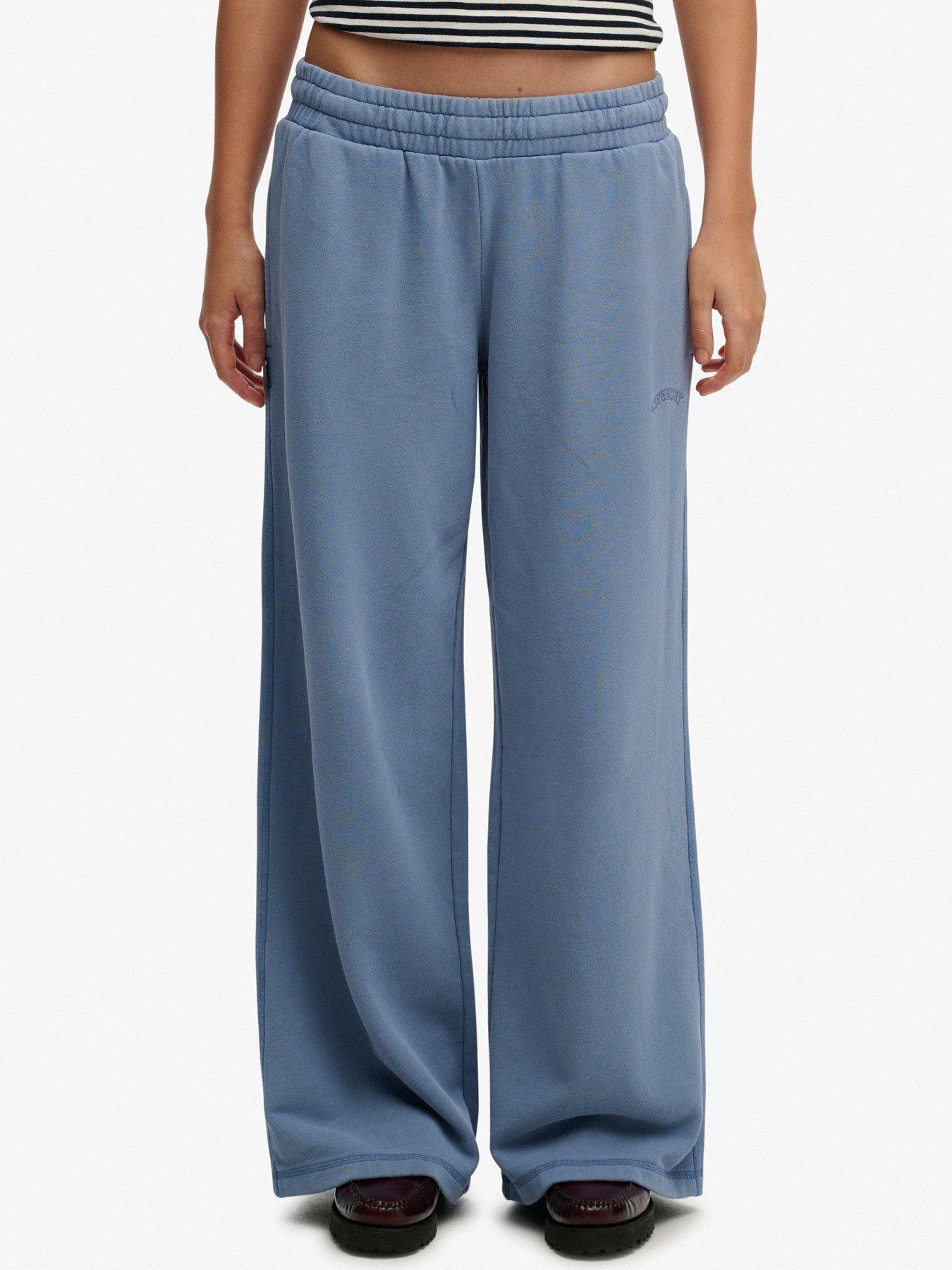 Superdry Essential Logo Wide Leg Jogger - Blue