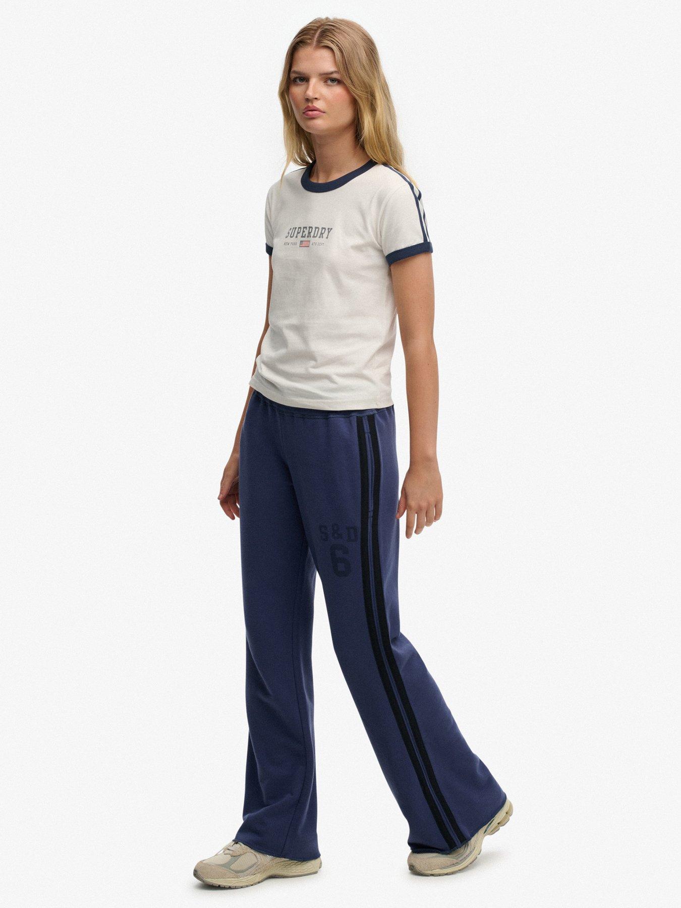 Image 5 of 6 of Superdry Athletic Essentials Stripe Flare Joggers - Blue