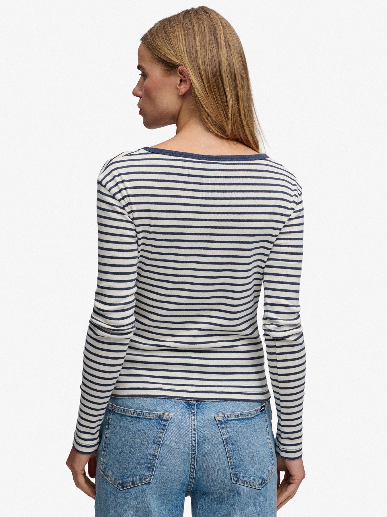 Image 2 of 6 of Superdry Ath Ess Striped Long Sleeve Top - Blue
