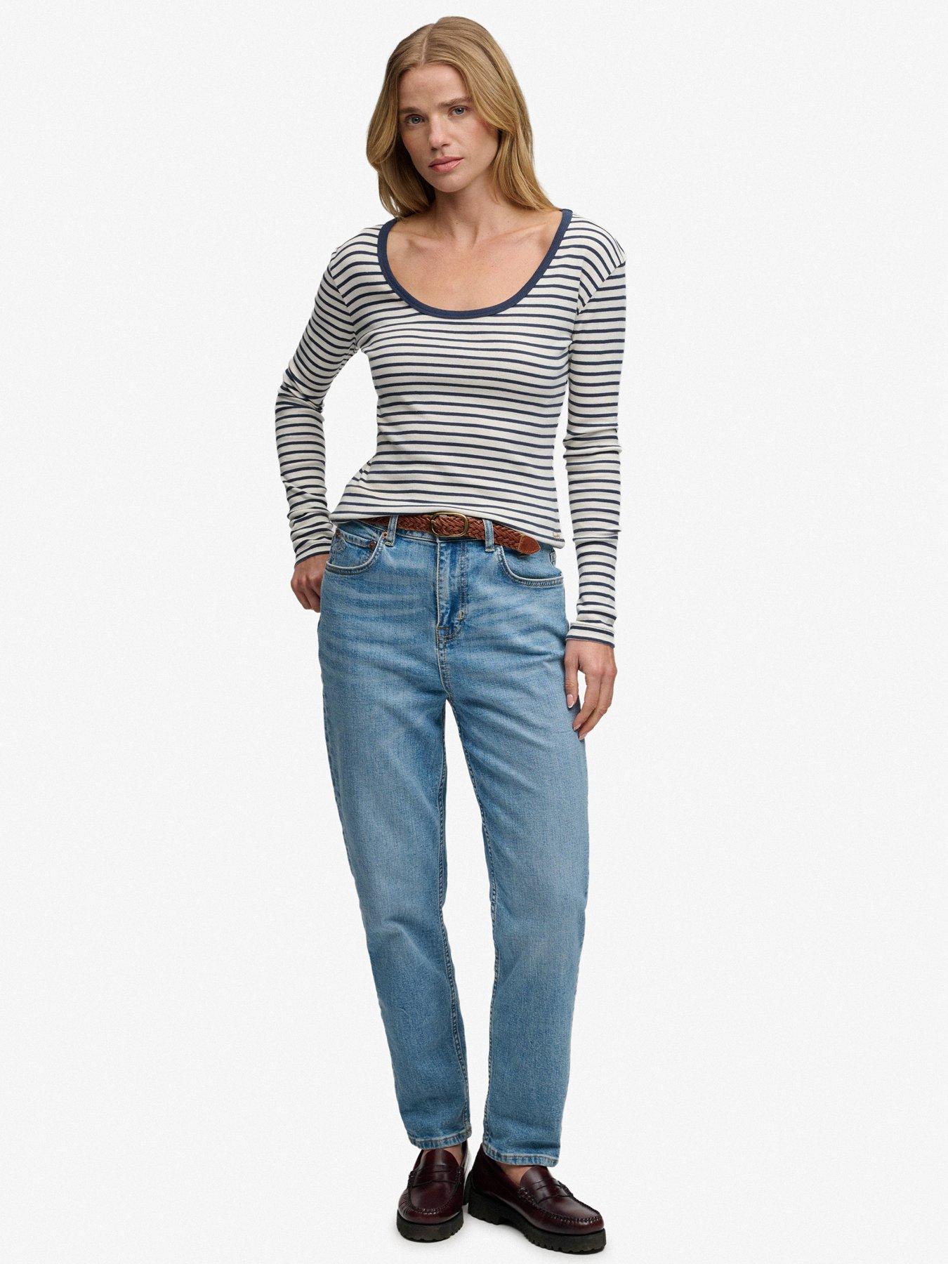 Image 3 of 6 of Superdry Ath Ess Striped Long Sleeve Top - Blue