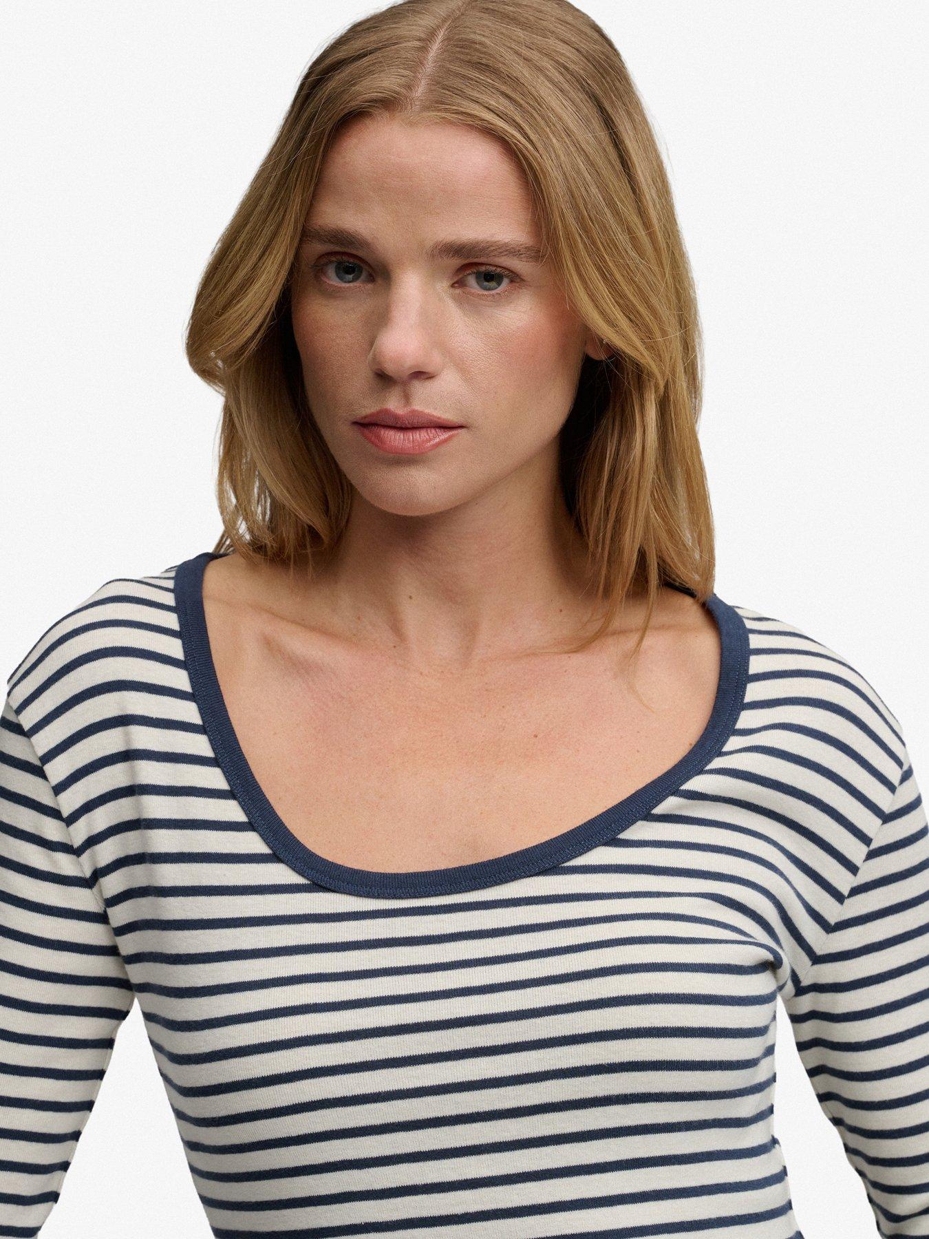 Image 4 of 6 of Superdry Ath Ess Striped Long Sleeve Top - Blue