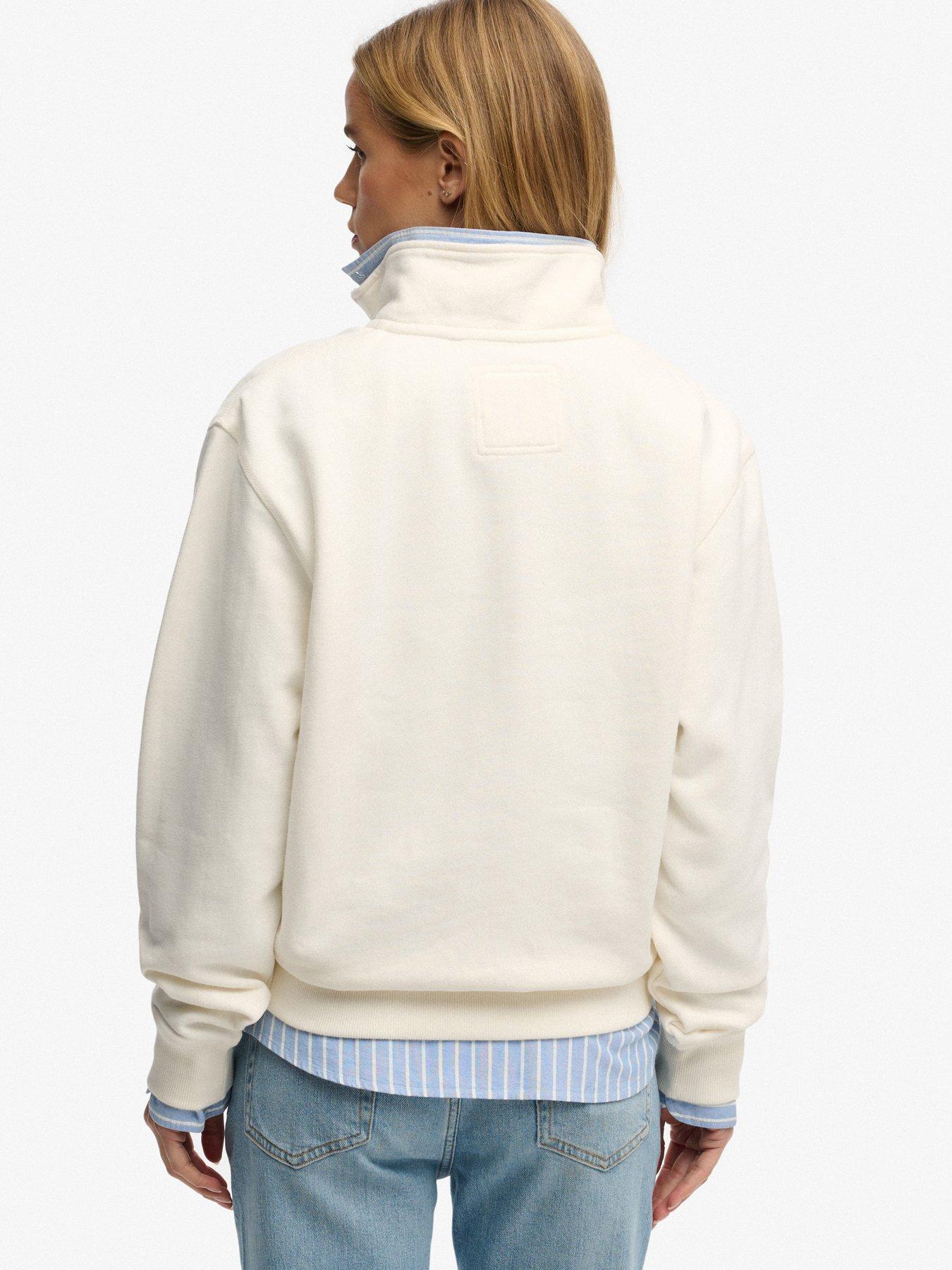 Image 2 of 6 of Superdry Athletic Essentials Graphic Half Zip Sweatshirt - Off White