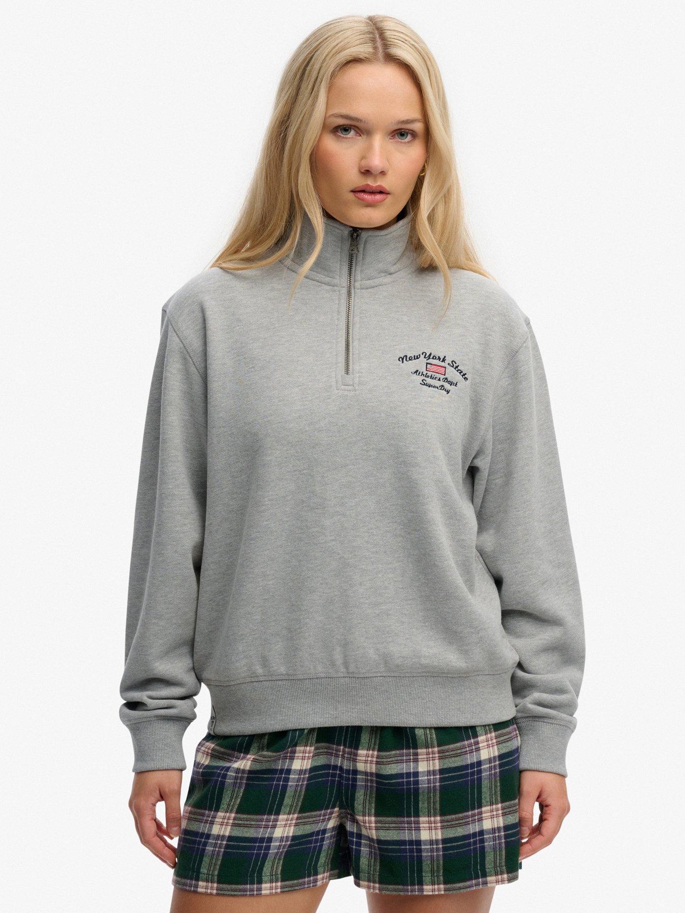 Superdry Athletic Essentials Graphic Half Zip Sweatshirt - Grey