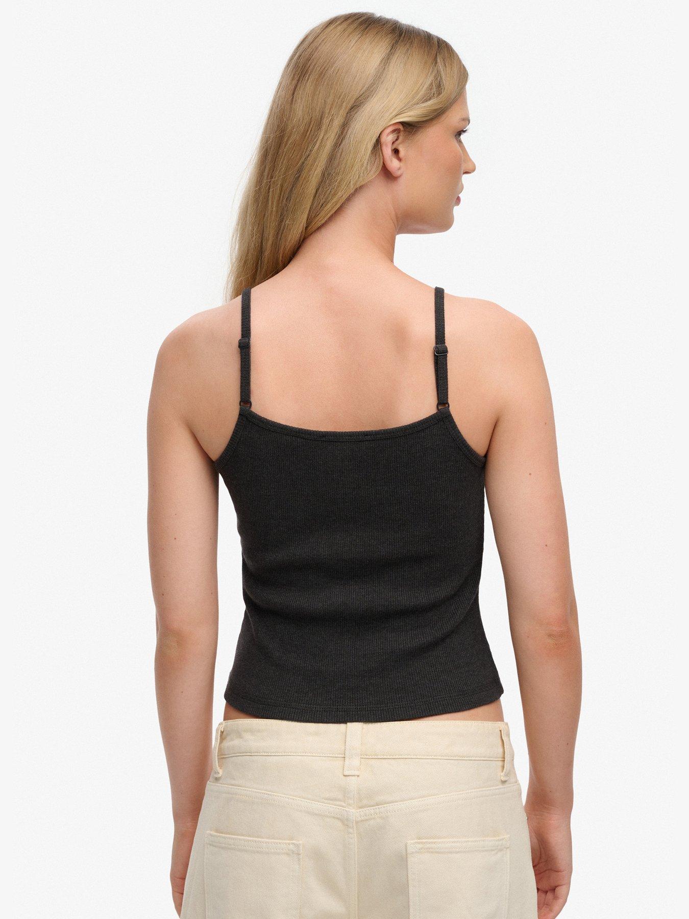 Image 2 of 5 of Superdry Athletic Embroidered Button Cami Top - Grey