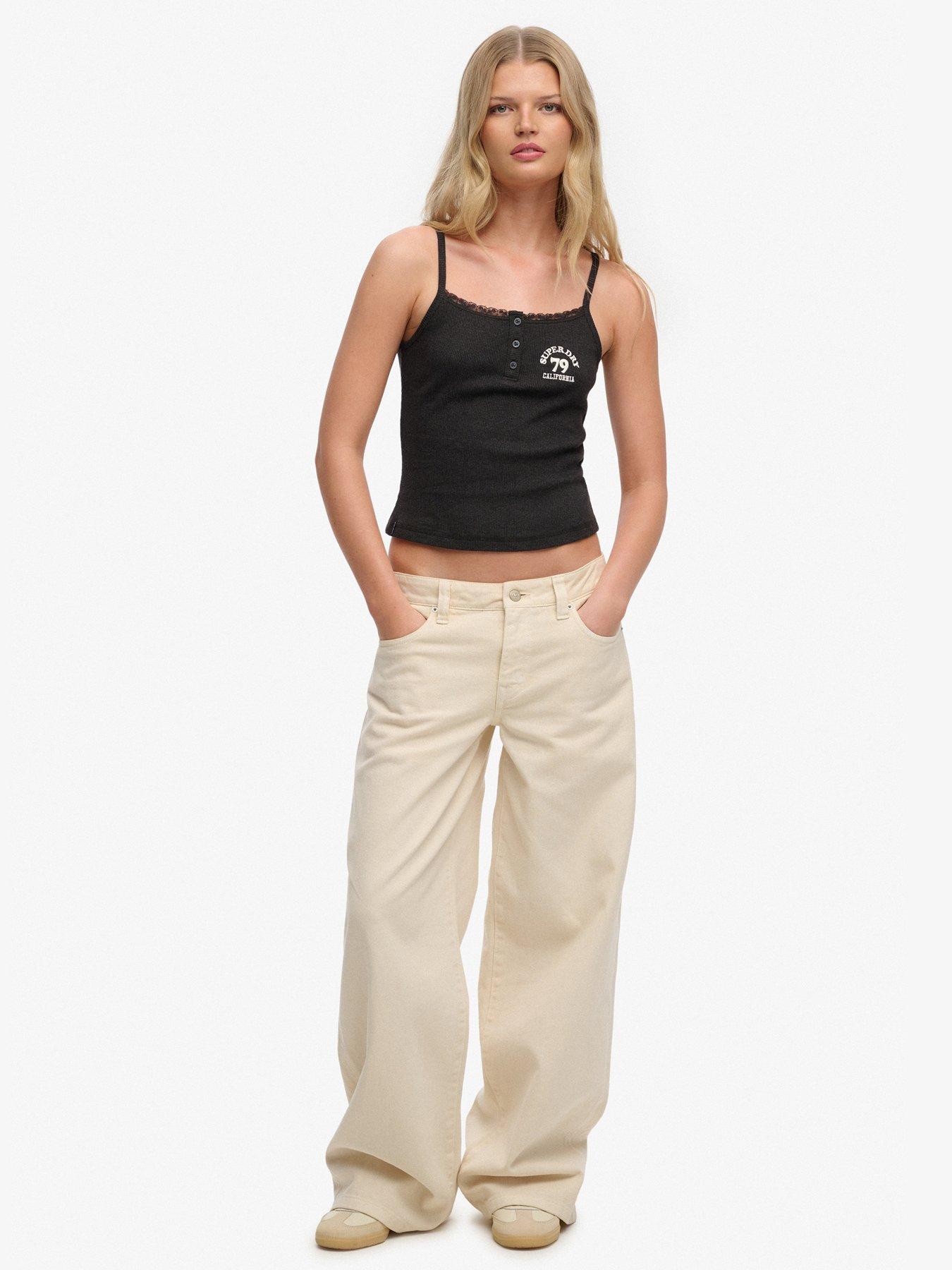 Image 3 of 5 of Superdry Athletic Embroidered Button Cami Top - Grey