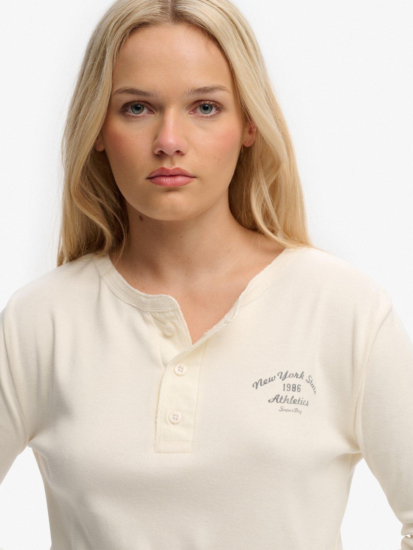 Image 4 of 5 of Superdry Athletic Essentials Button Down Long Sleeve Top - White