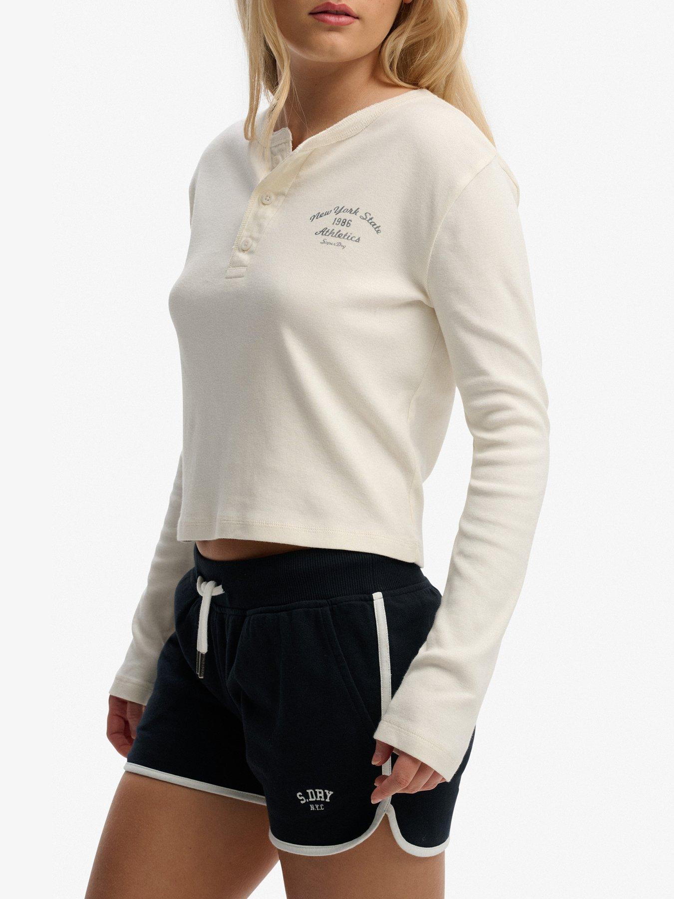 Image 5 of 5 of Superdry Athletic Essentials Button Down Long Sleeve Top - White