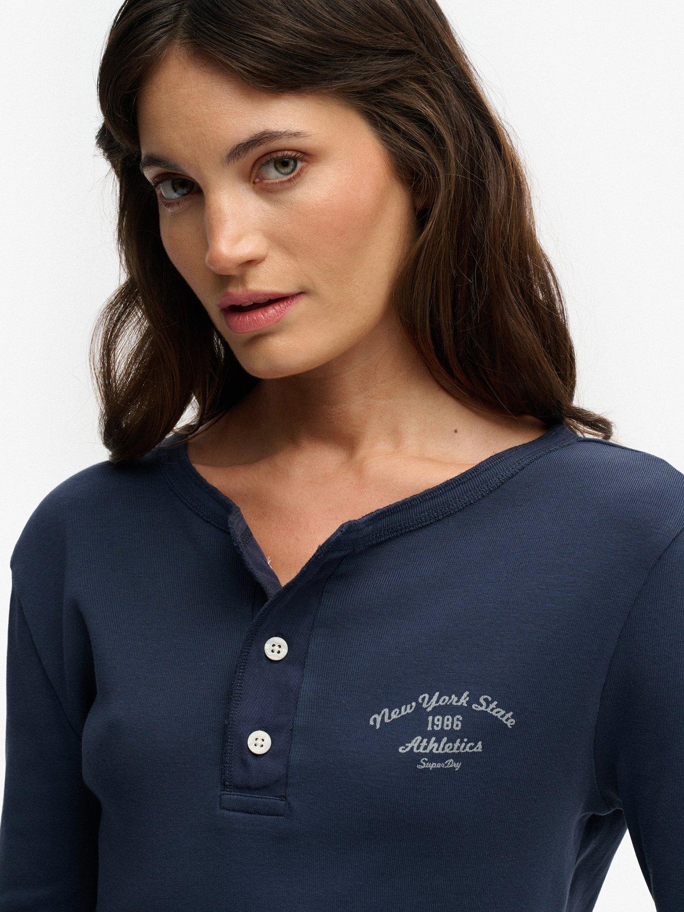 Image 5 of 5 of Superdry Athletic Essentials Button Down Long Sleeve Top - Blue