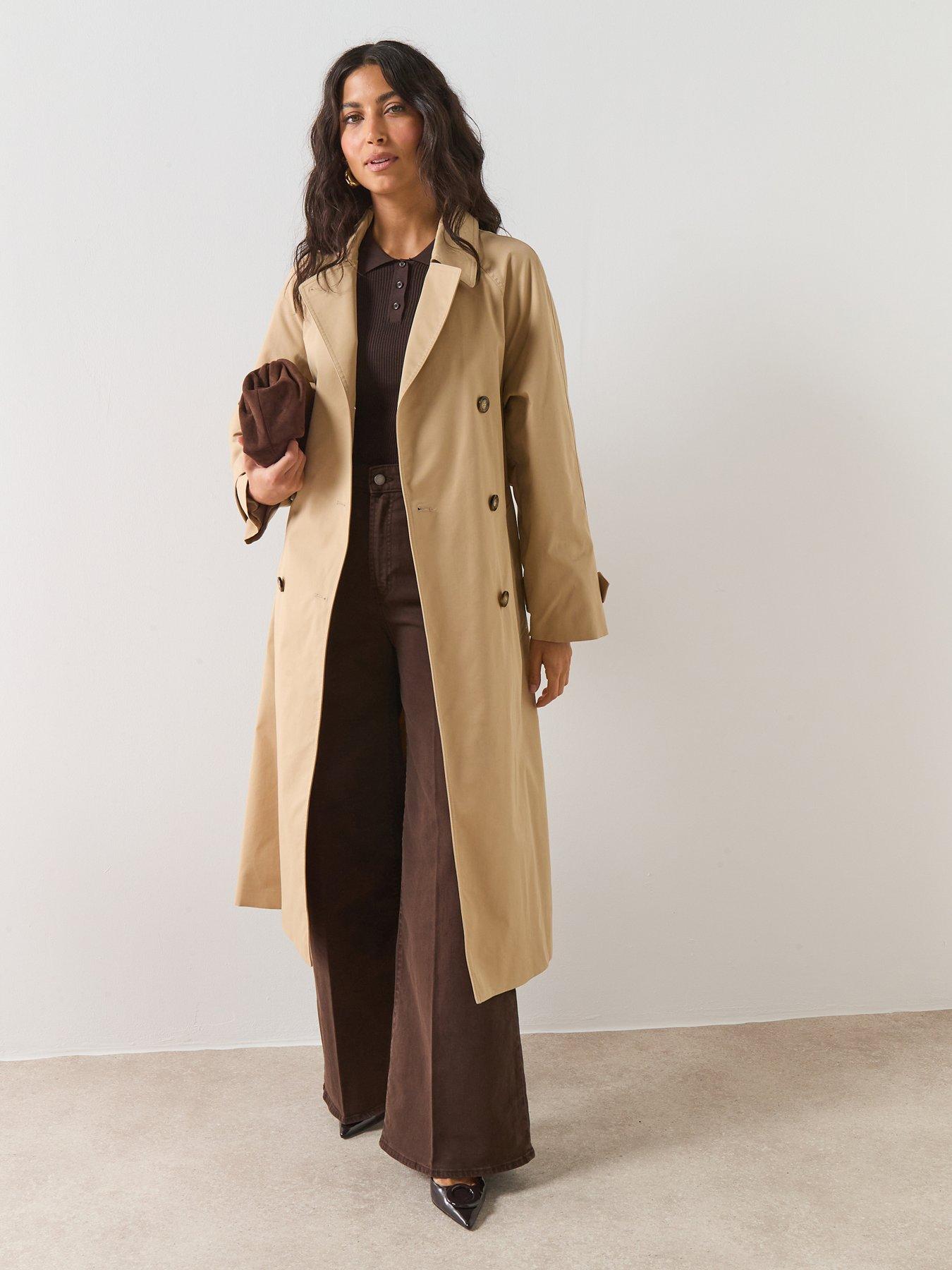 Mango Long Double-breasted Trench Coat - Beige