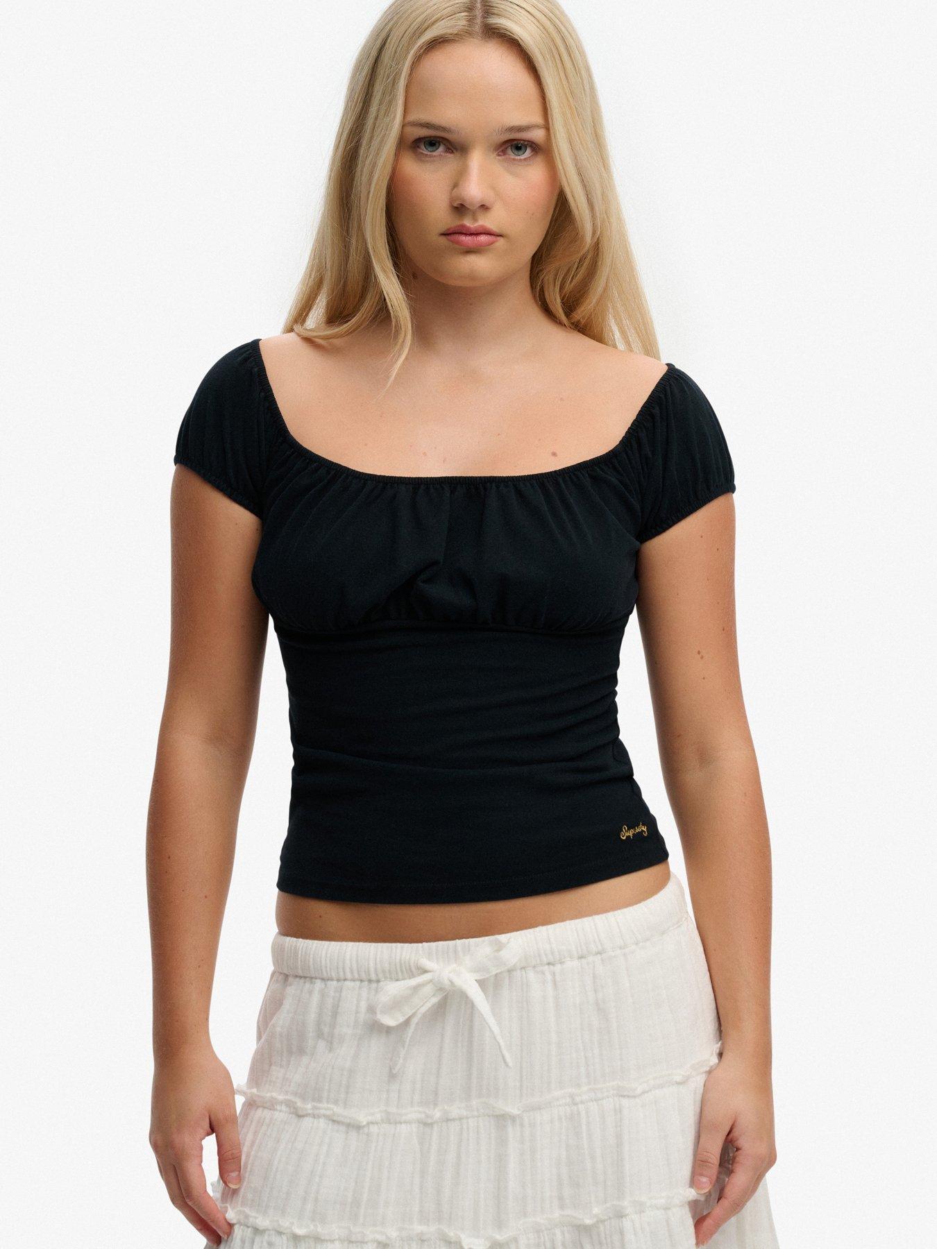 Image 1 of 5 of Superdry Athletic Essentials Ruched Top - Black