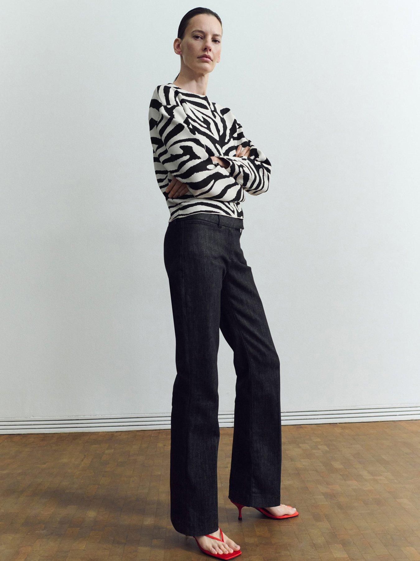 Image 3 of 6 of Mango Zebra Print Knitted Jumper - Black