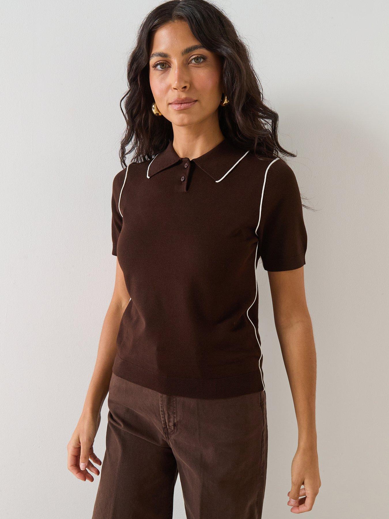 Mango Contrasting Stripe Jumper - Brown