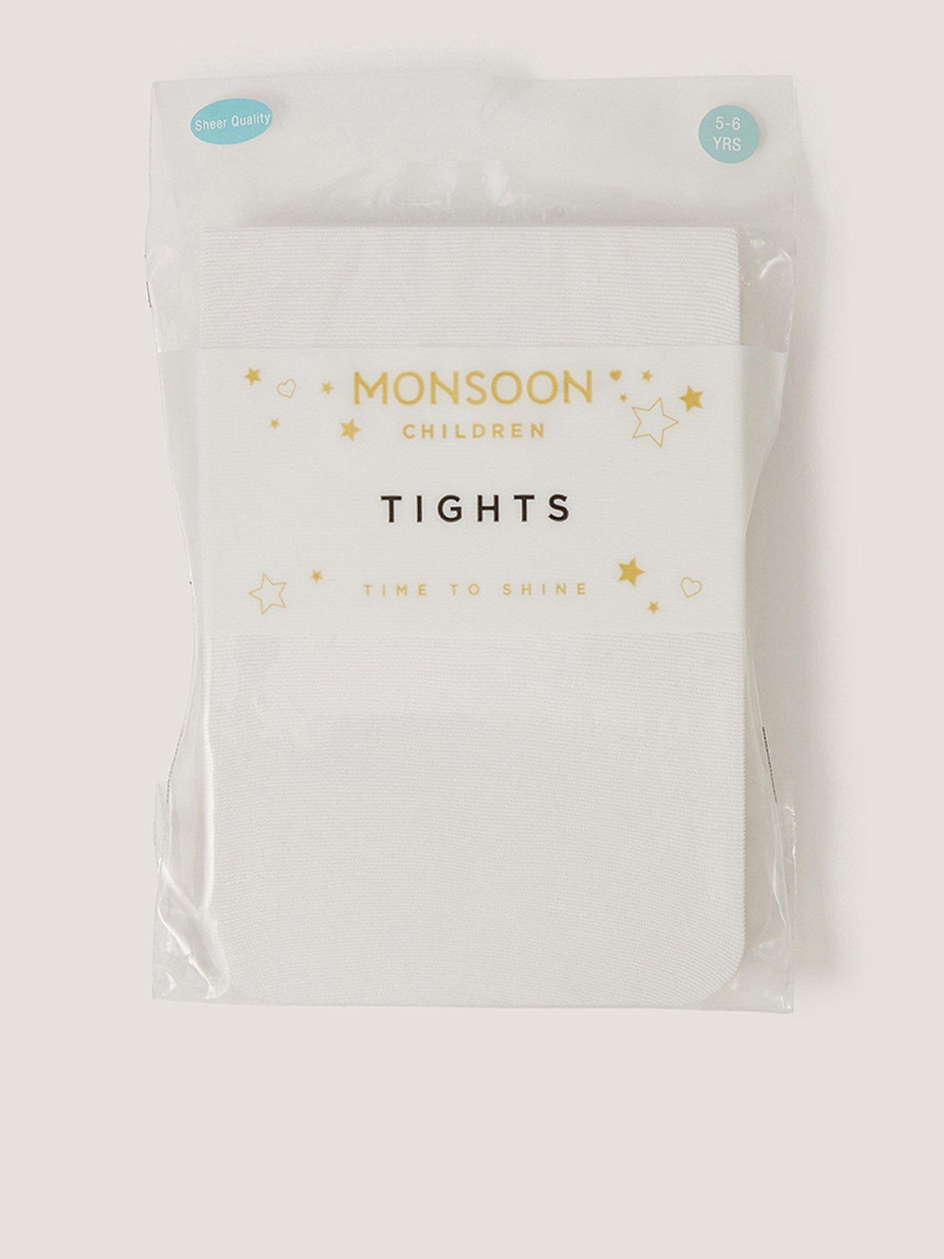 Monsoon Girls Heart Sheer Tights - White
