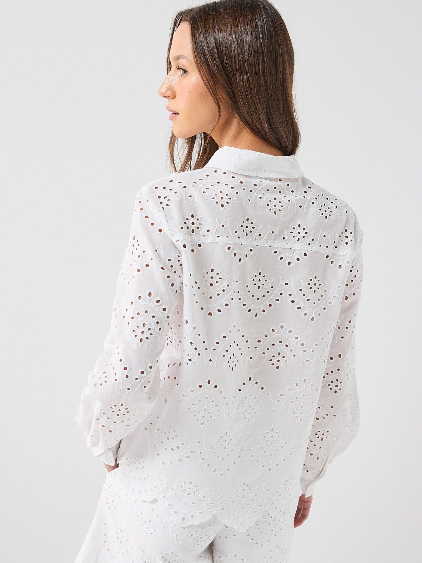 Image 2 of 5 of PIECES Pcvilde Long Sleeve Shirt Wvn Noos - White